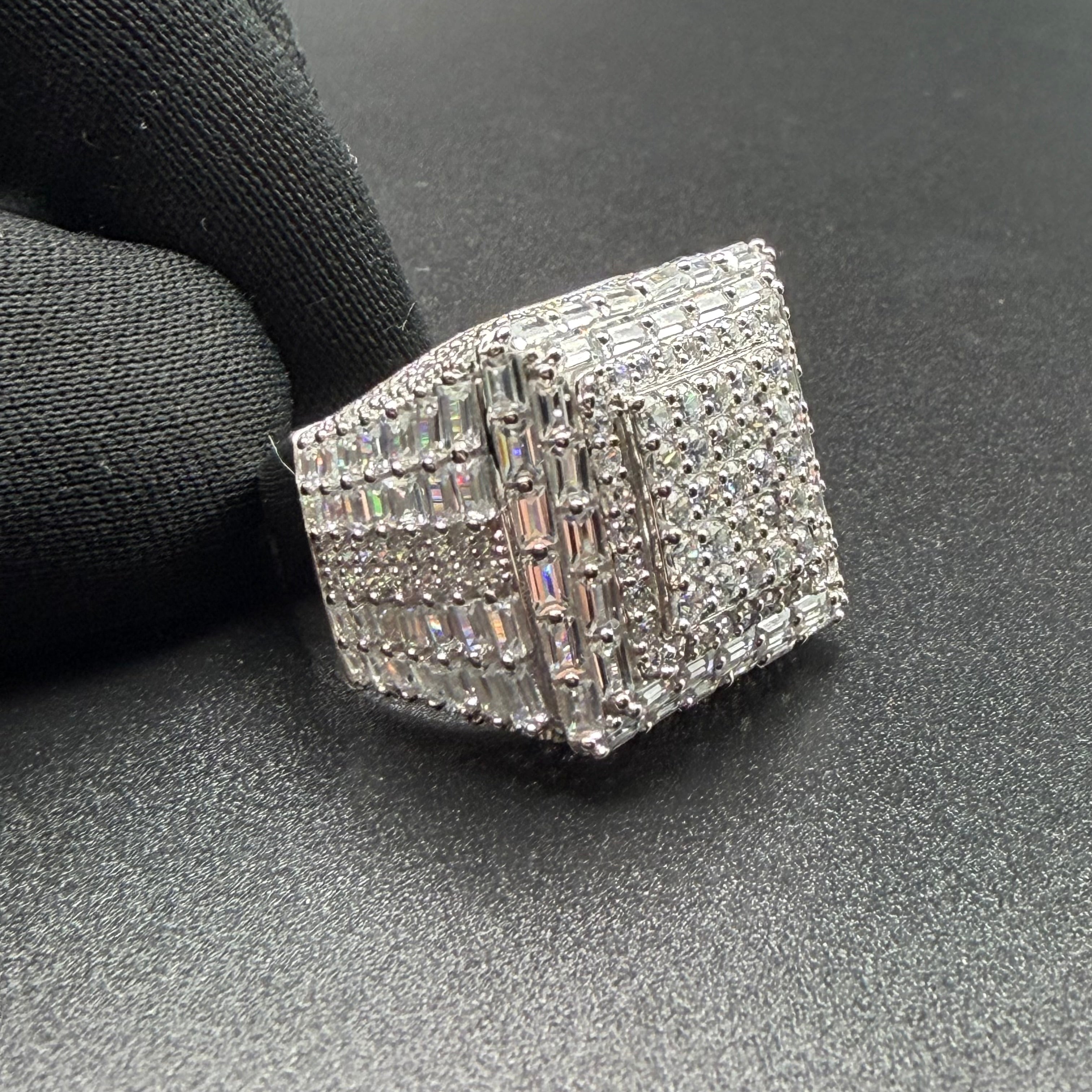 SQUARE TOP BAGUETTE CUT RING - PREMIUM CZ - STERLING SILVER
