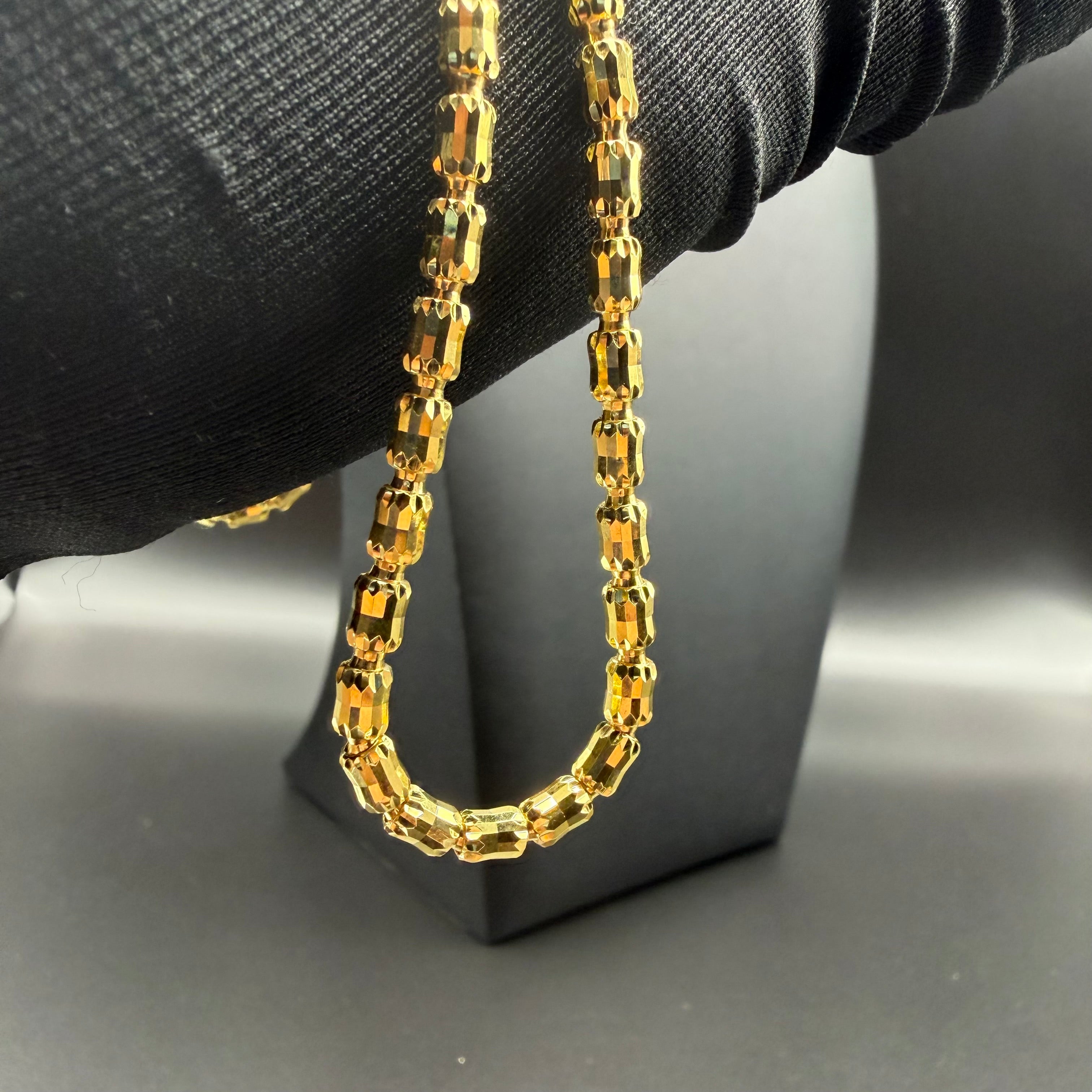 4MM BARREL CRYSTAL CHAIN - GOLD OVER 925