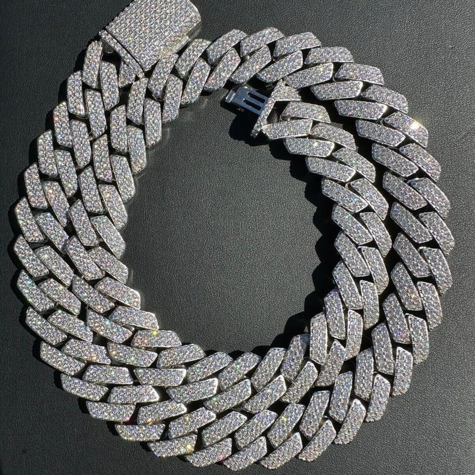 Prestige Monaco Chain and Bracelet – VVS Moissanite – Sterling Silver