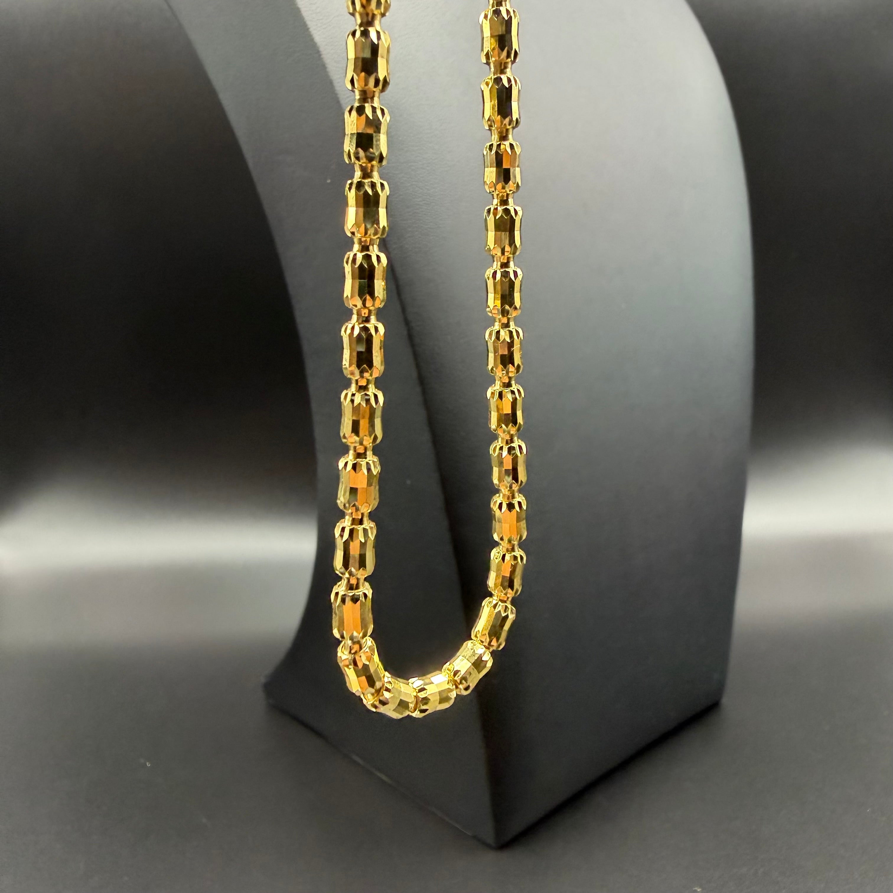 4MM BARREL CRYSTAL CHAIN - GOLD OVER 925