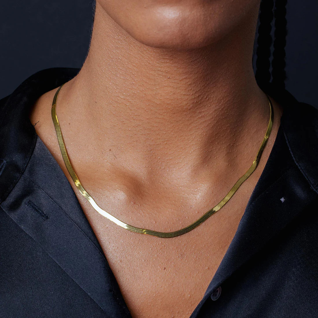 3.5MM HERRINGBONE CHAIN - GOLD OVER 925