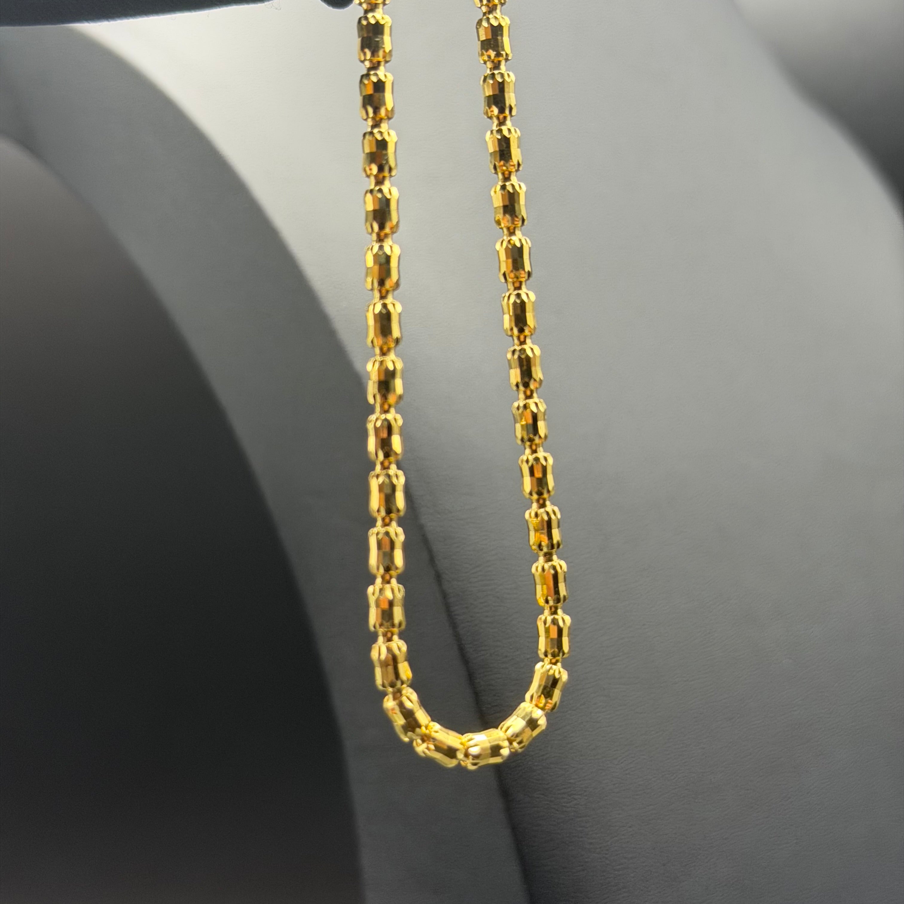 4MM BARREL CRYSTAL CHAIN - GOLD OVER 925