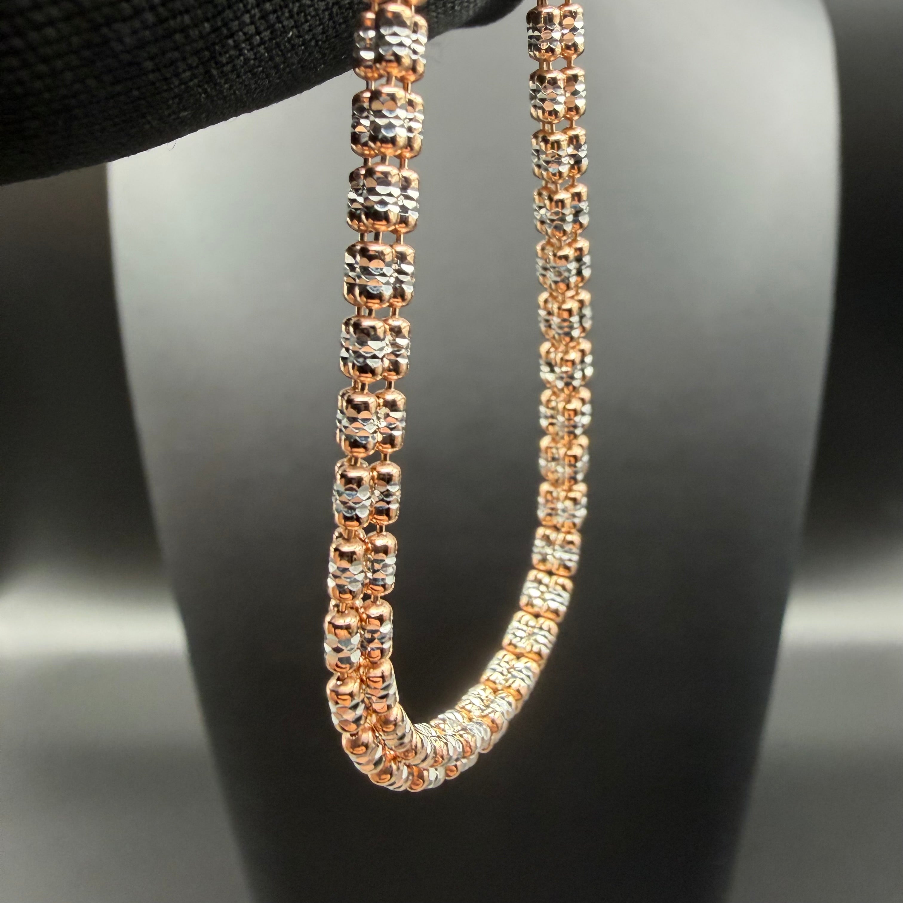 3MM ICE BOX CHAIN 3 SIDED - ROSE GOLD OVER 925