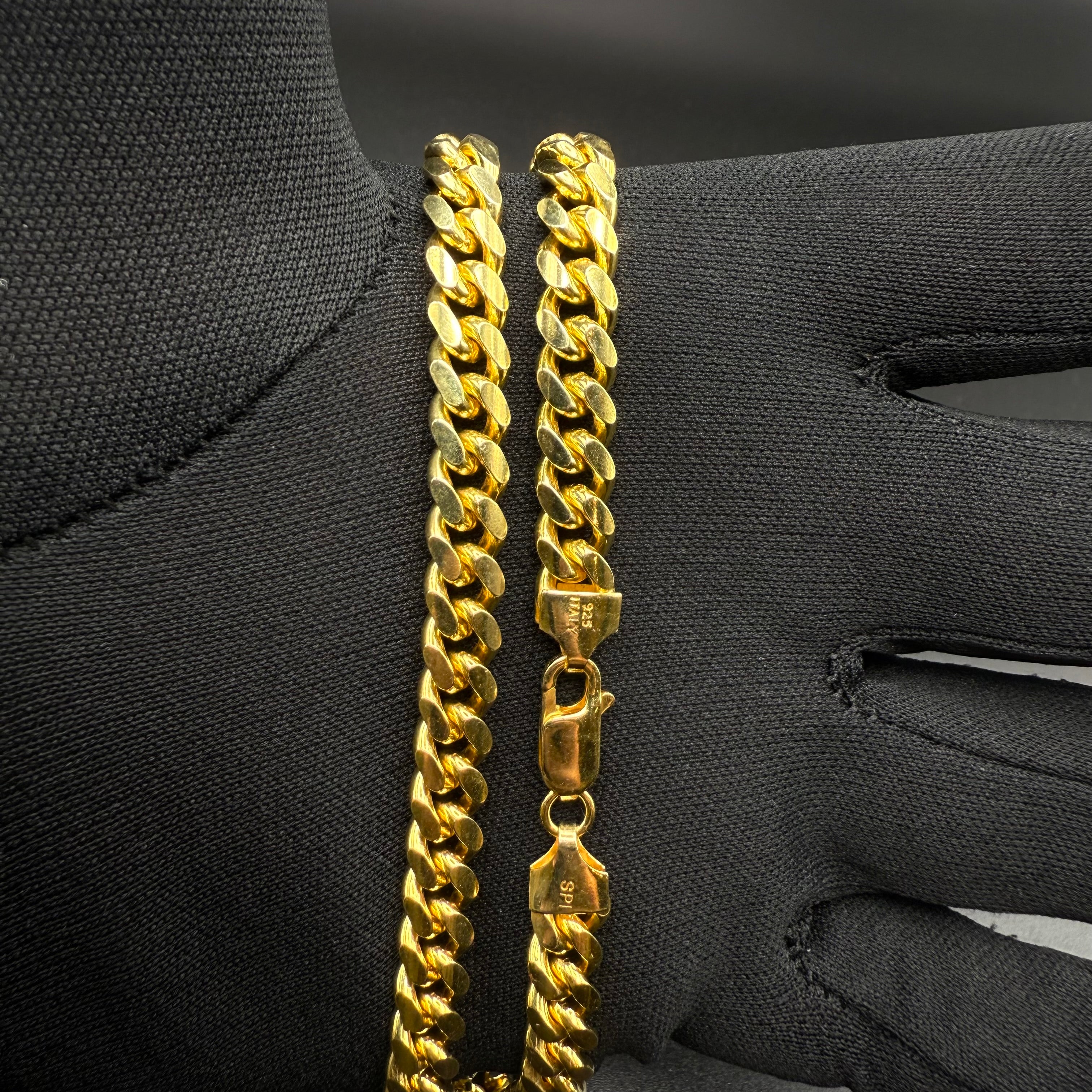 7MM Miami Cuban Link Chain – 14K Gold Over 925