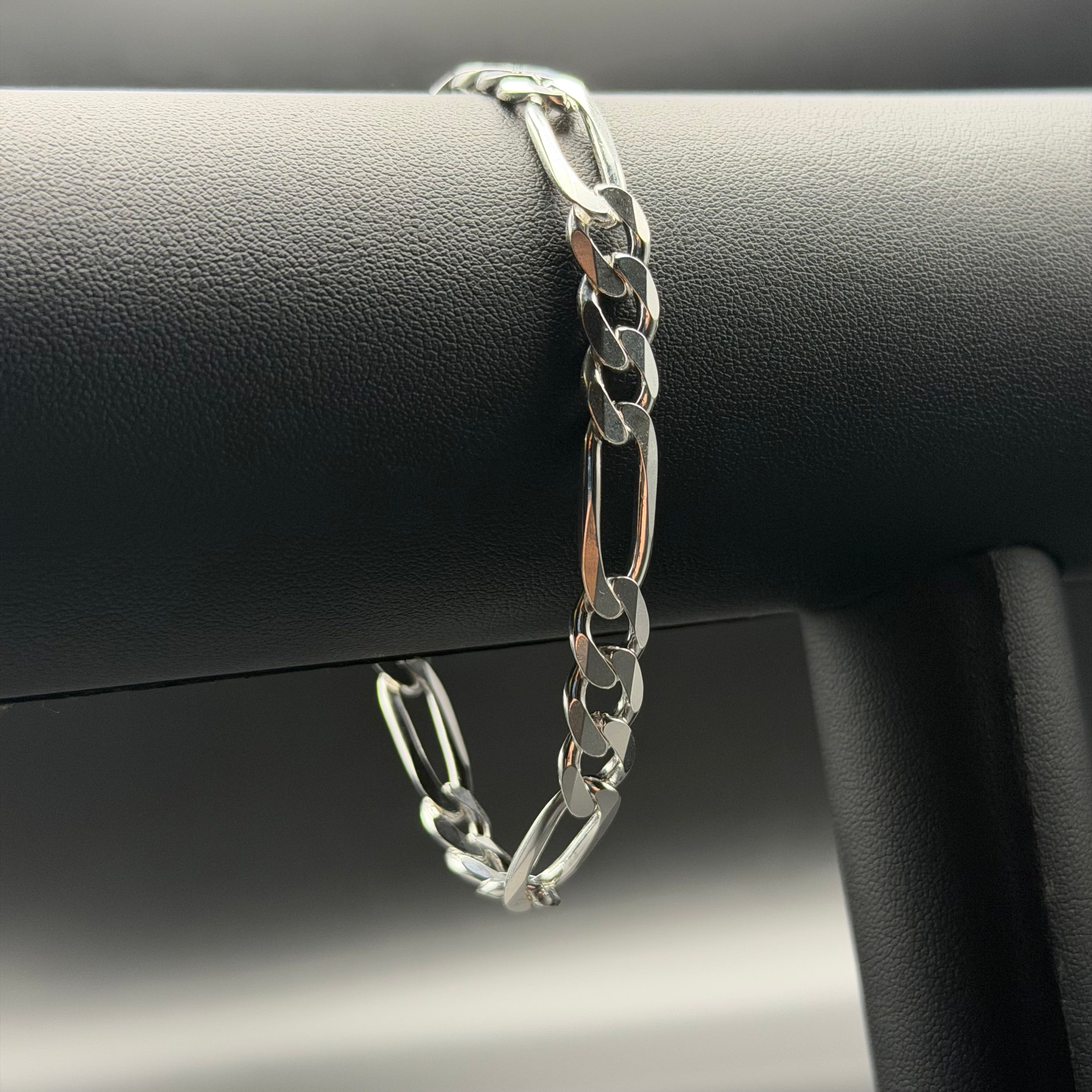 8MM CLASSIC FIGARO BRACELET - STERLING SILVER