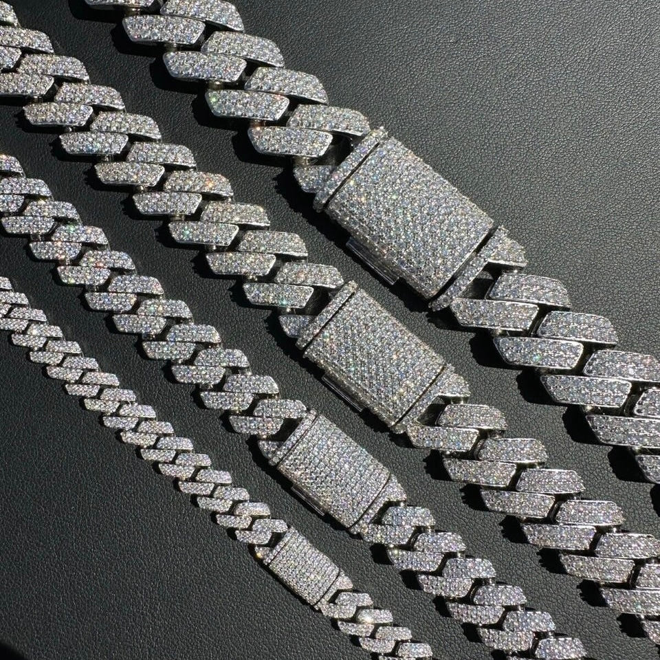 Prestige Monaco Chain and Bracelet – VVS Moissanite – Sterling Silver