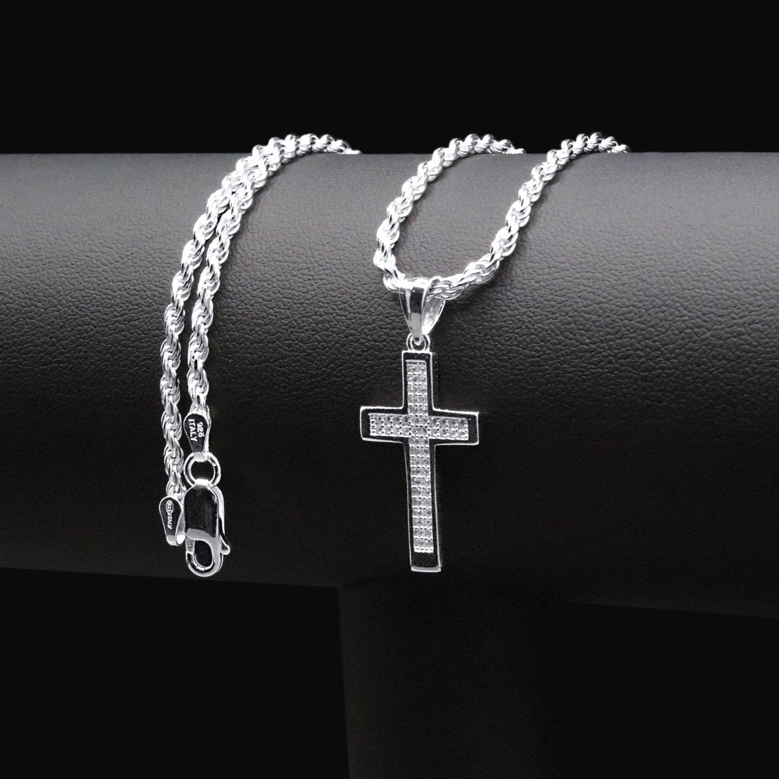 Faithful Cross Pendant – Premium CZ – Sterling Silver