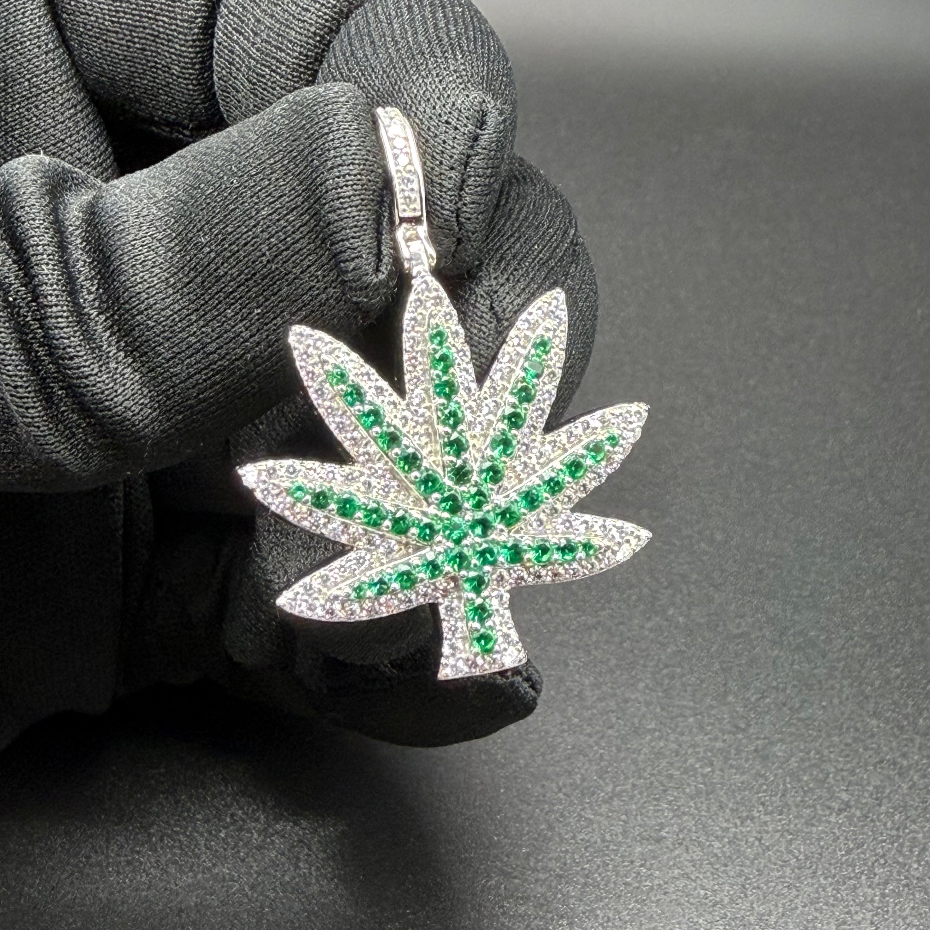 LEAF PENDANT - PREMIUM CZ - STERLING SILVER