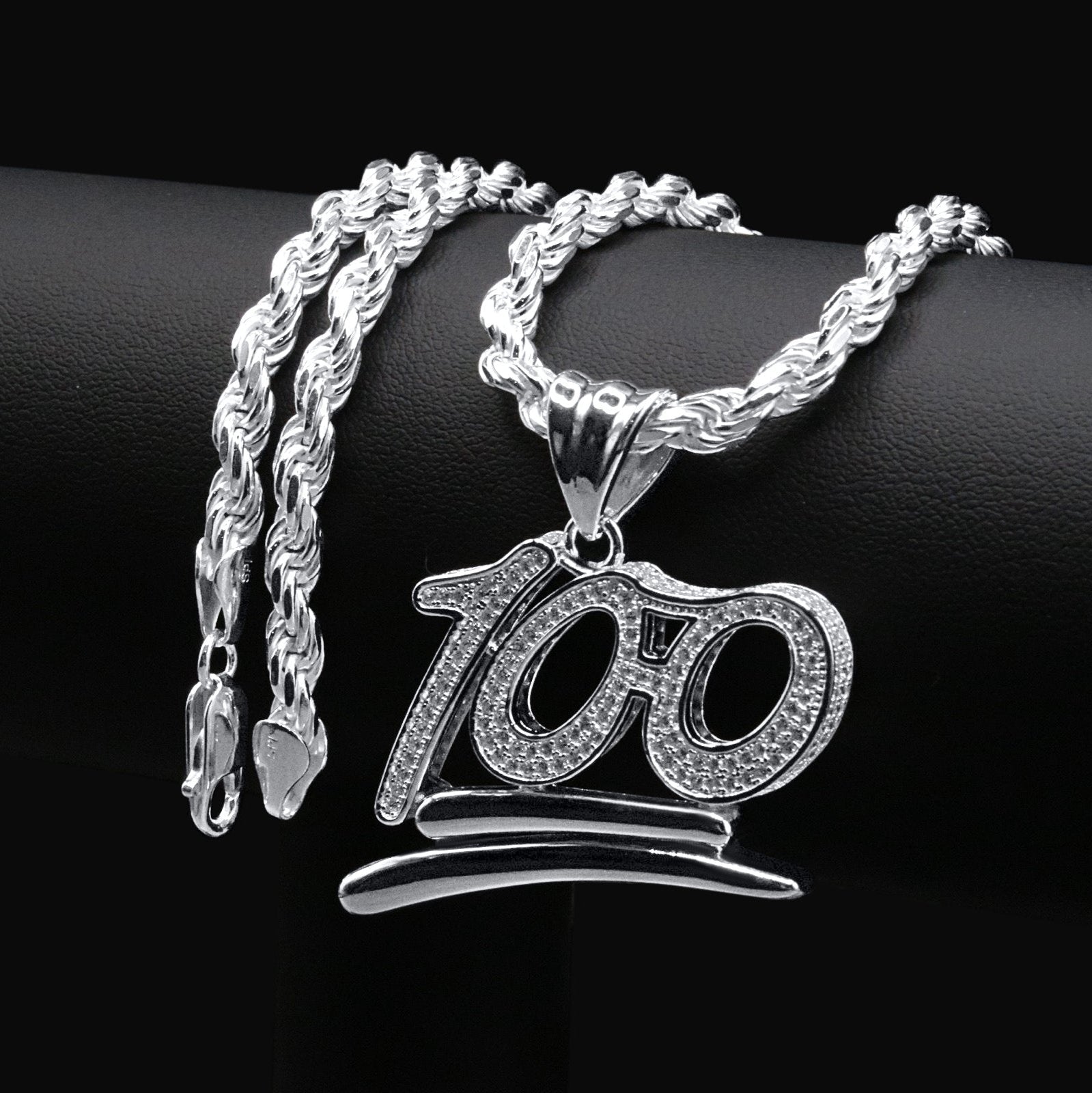 One Hundred Pendant – Premium CZ – Sterling Silver