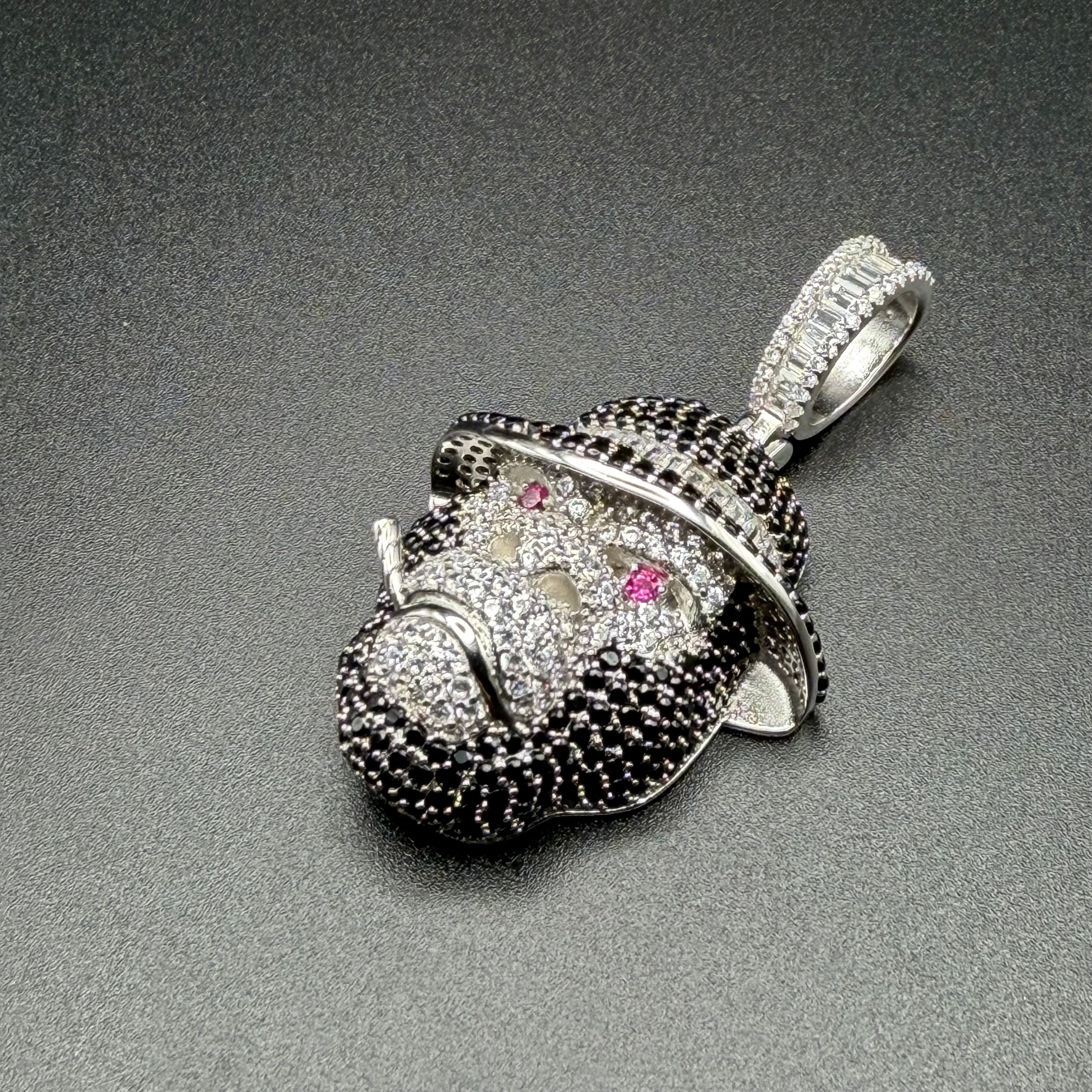 SMOKING APE MONKEY PENDANT - PREMIUM CZ - STERLING SILVER