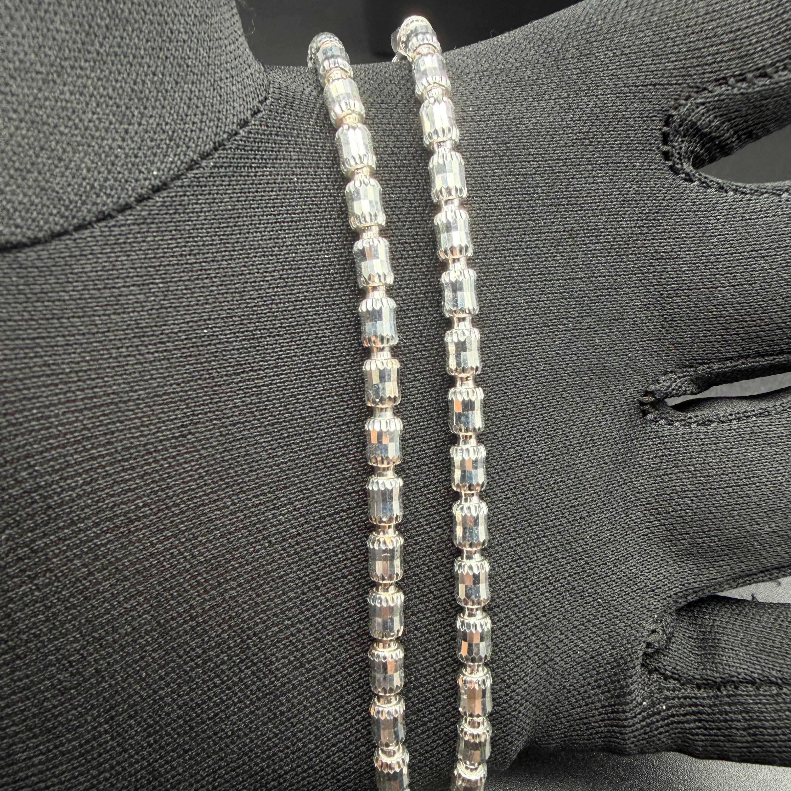 4MM BARREL CRYSTAL CHAIN - STERLING SILVER