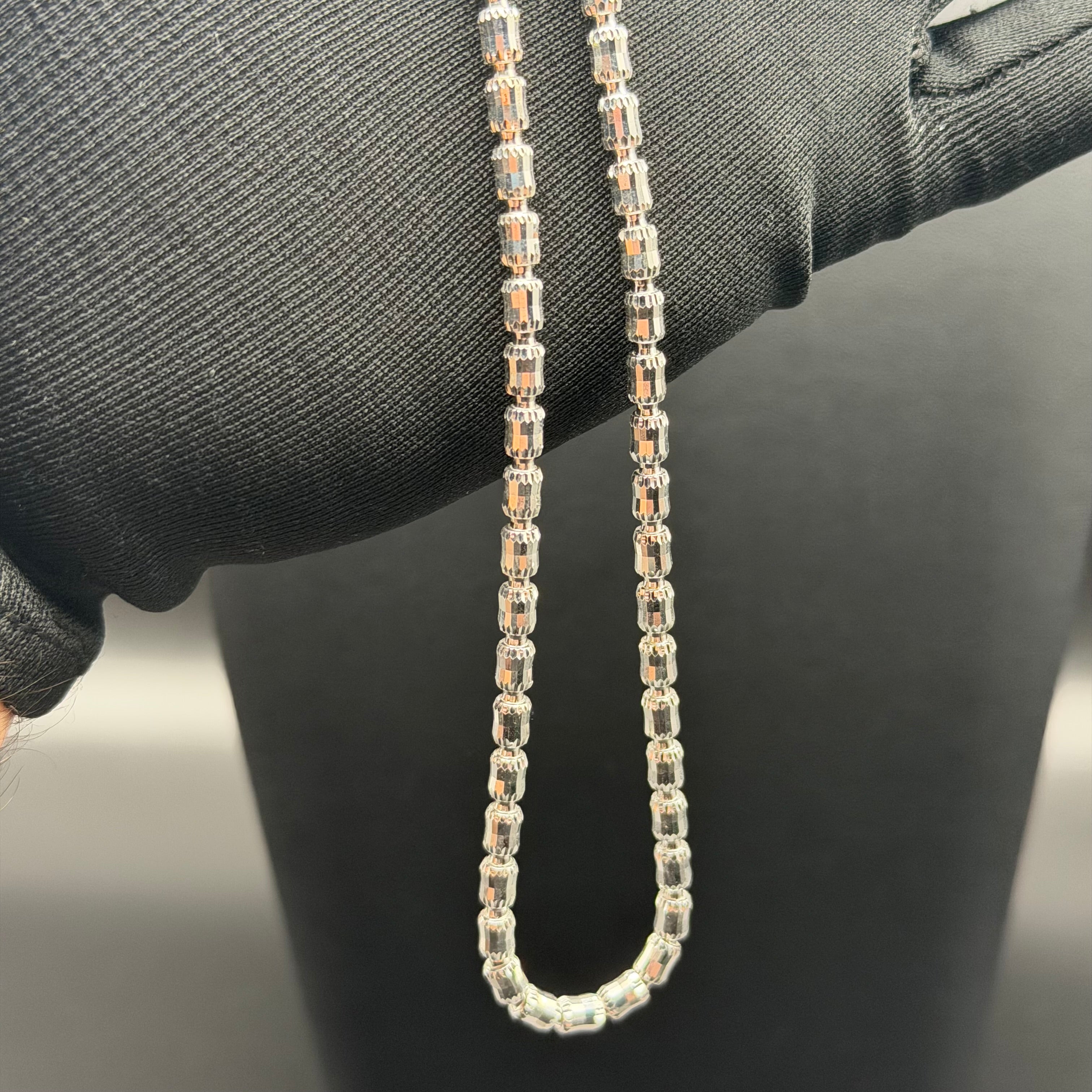 4MM BARREL CRYSTAL CHAIN - STERLING SILVER