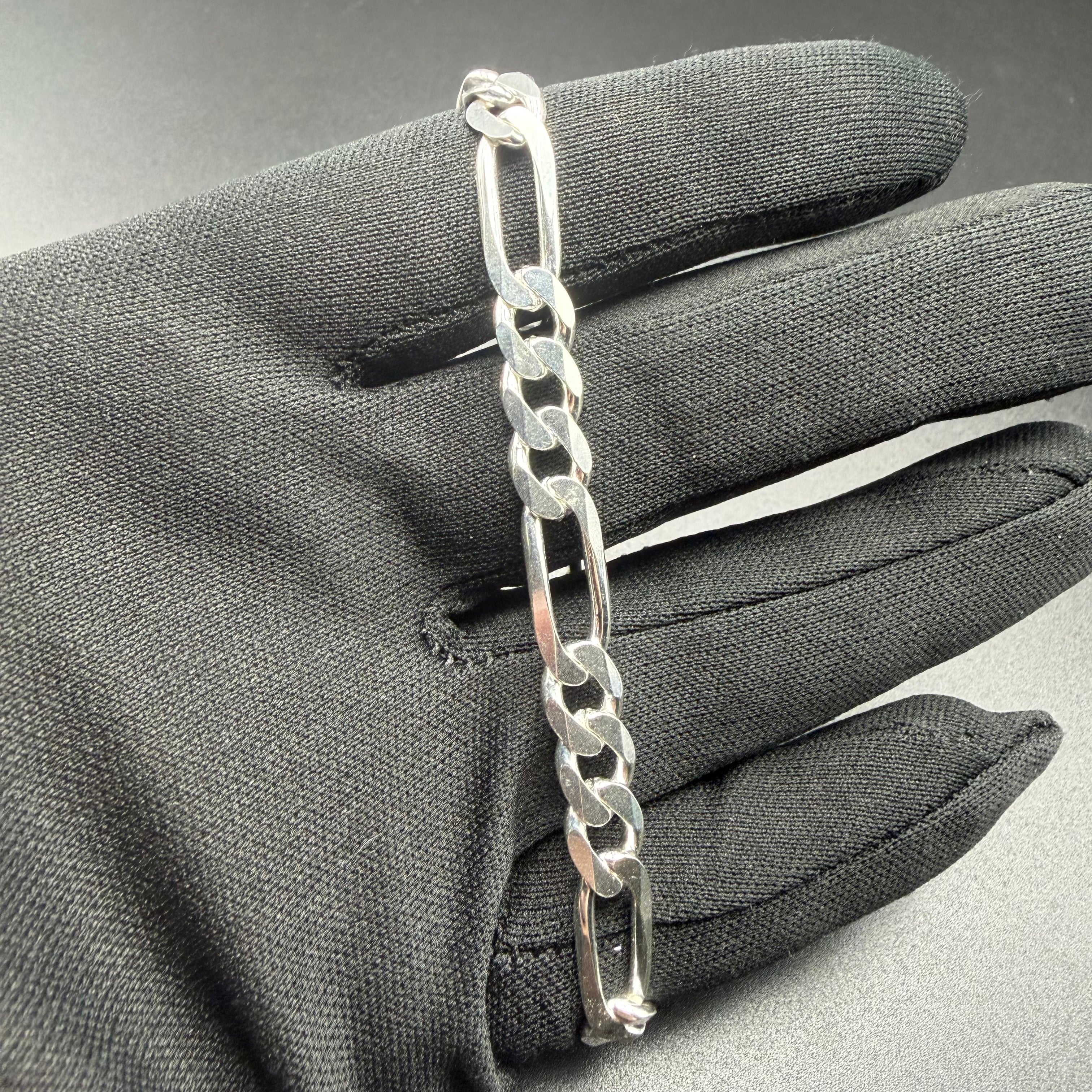 8MM CLASSIC FIGARO BRACELET - STERLING SILVER