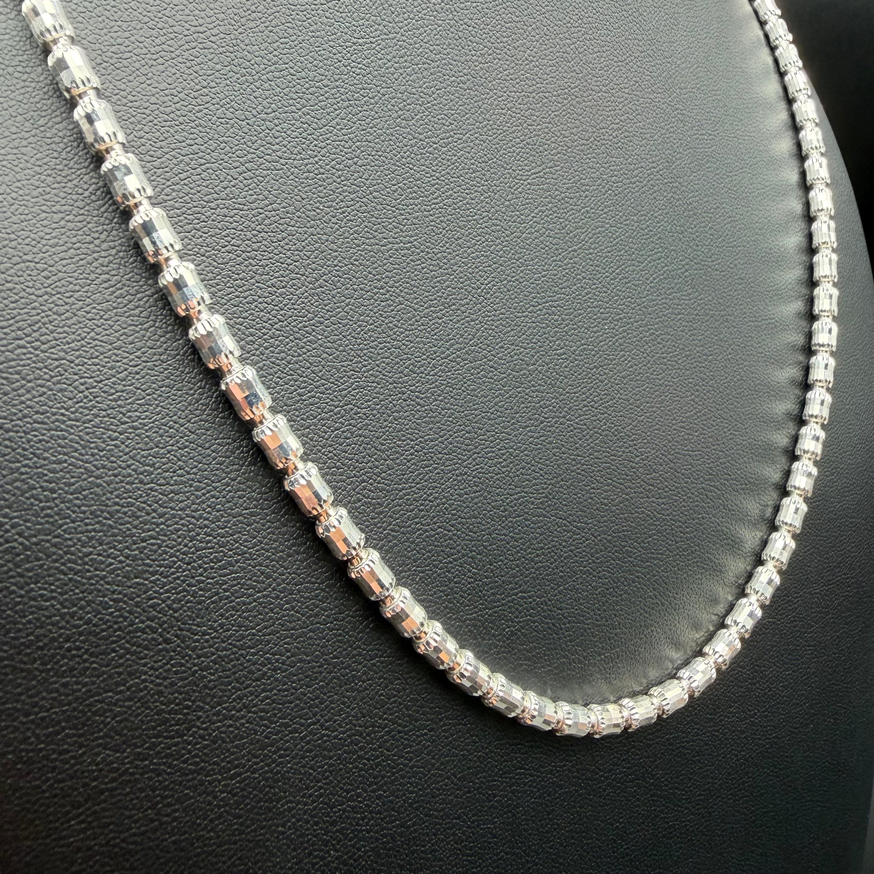4MM BARREL CRYSTAL CHAIN - STERLING SILVER