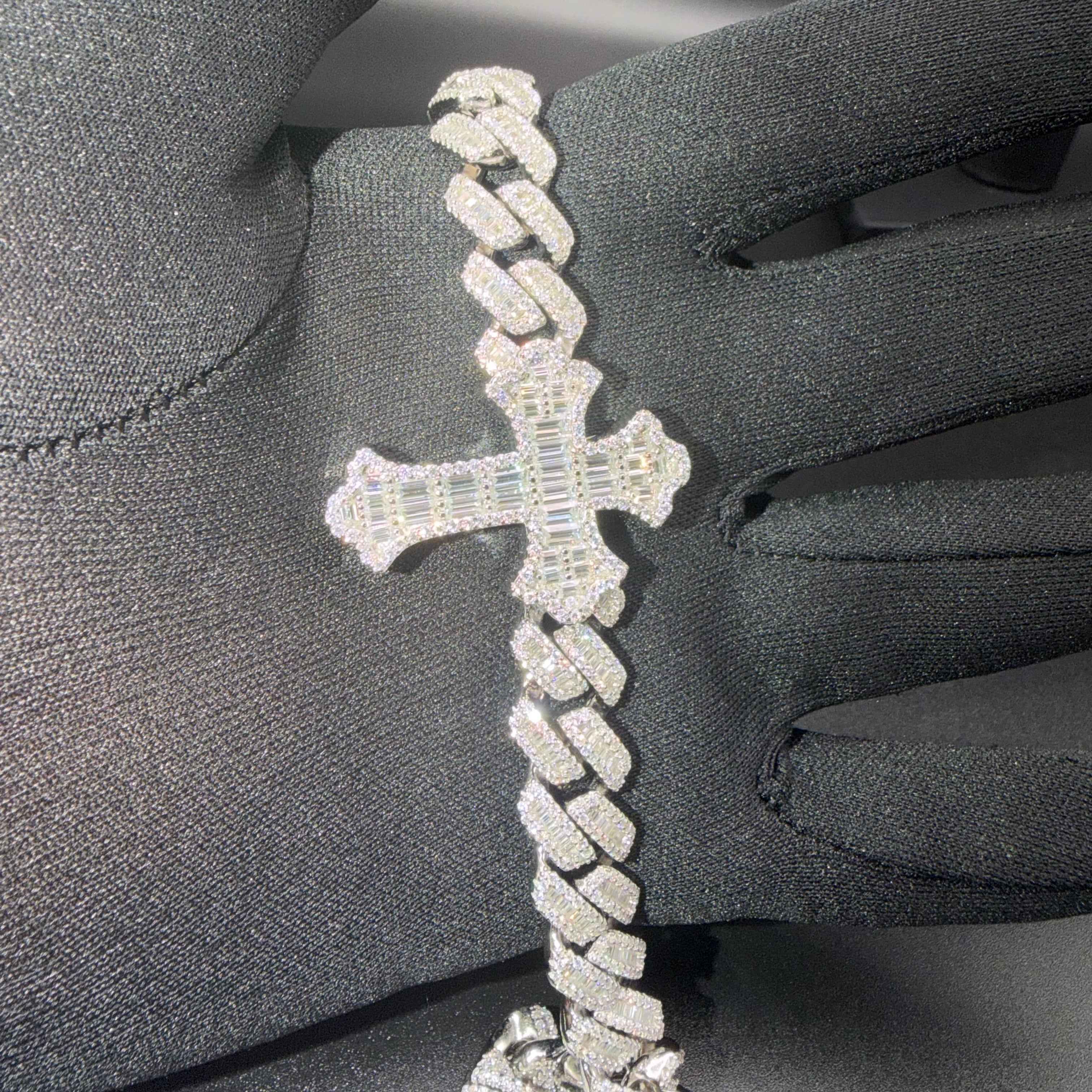 Prestige Designer Cross Bracelet – VVS Moissanite – Sterling Silver and Gold over 925