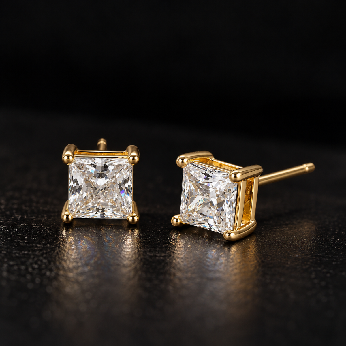 Princess Cut Stud Earrings