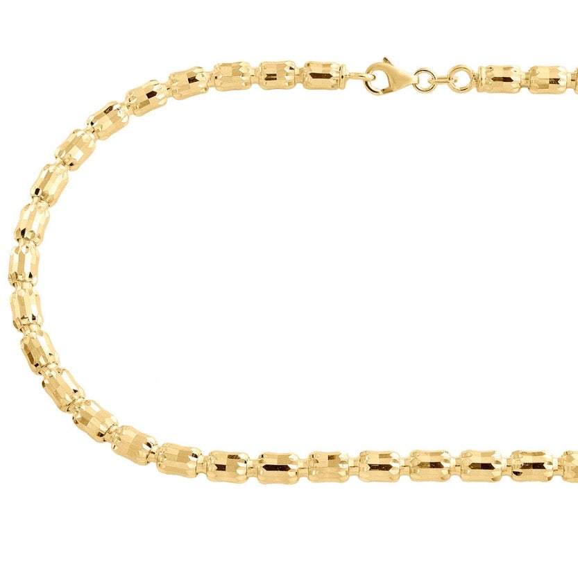 4MM BARREL CRYSTAL CHAIN - GOLD OVER 925