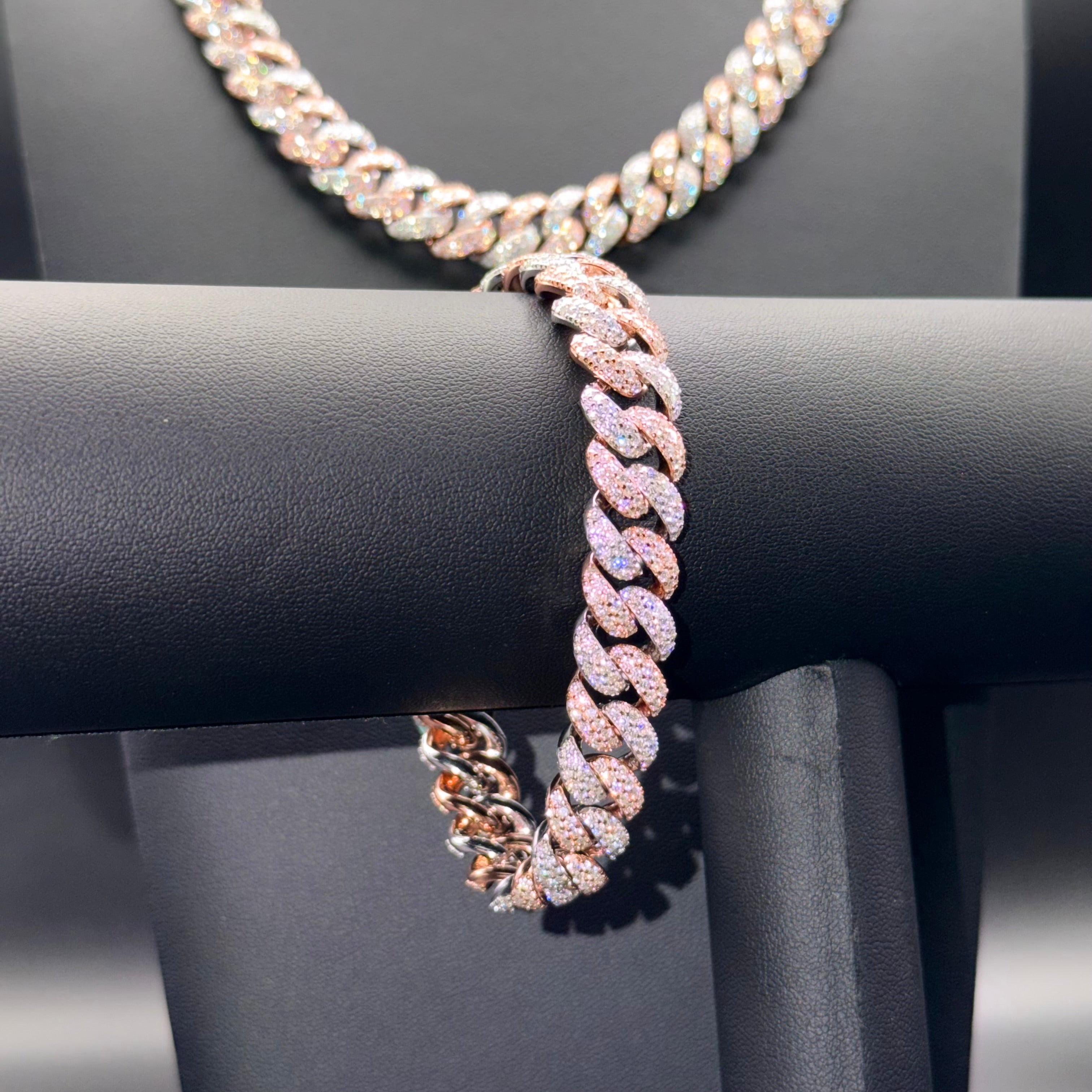 Prestige Two Tone Cuban Chain and Bracelet – VVS Moissanite – Sterling Silver