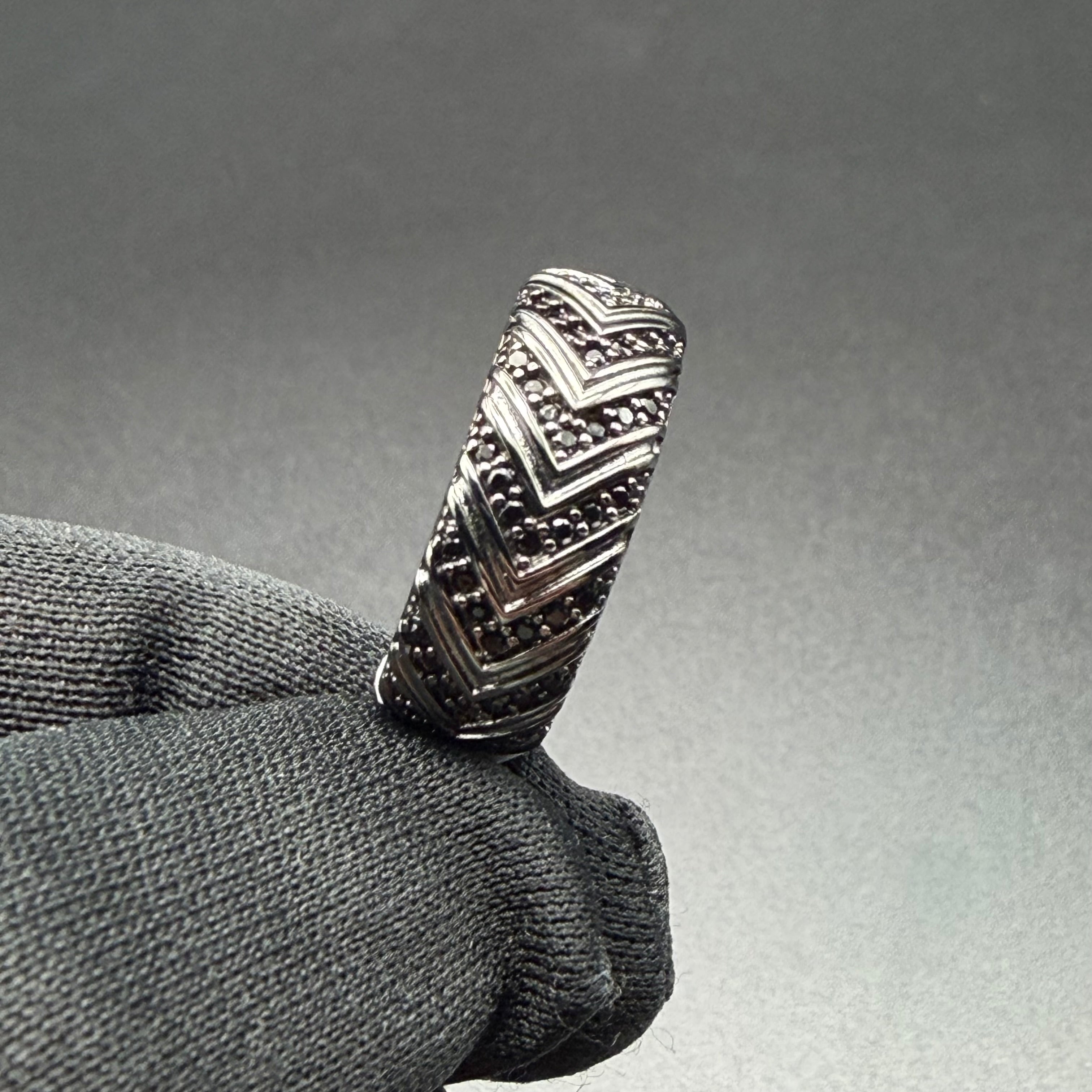 PATTERN BLACK RING - PREMIUM CZ - STERLING SILVER