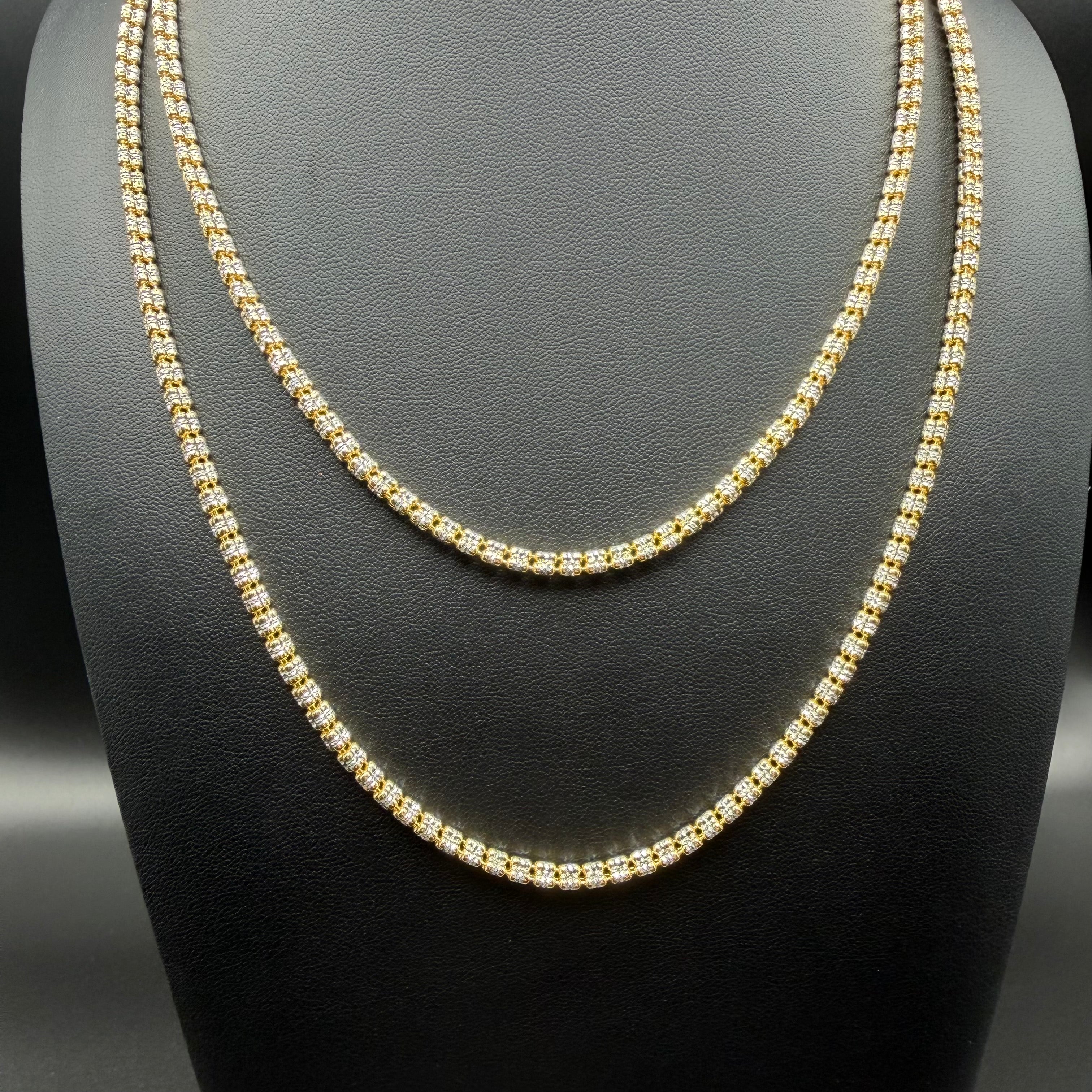 4MM ICE BOX CHAIN 3 SIDED - GOLD OVER 925