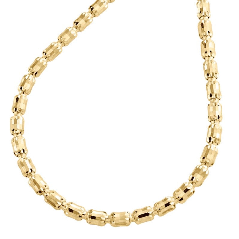 4MM BARREL CRYSTAL CHAIN - GOLD OVER 925