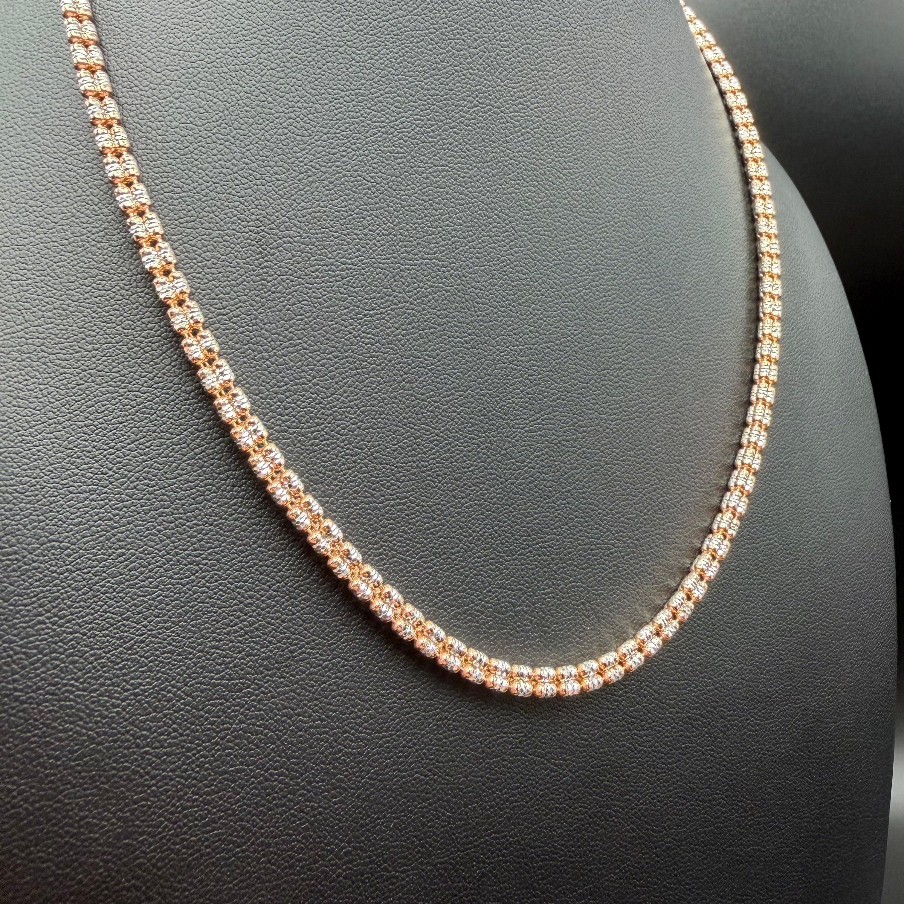 3MM ICE BOX CHAIN 3 SIDED - ROSE GOLD OVER 925