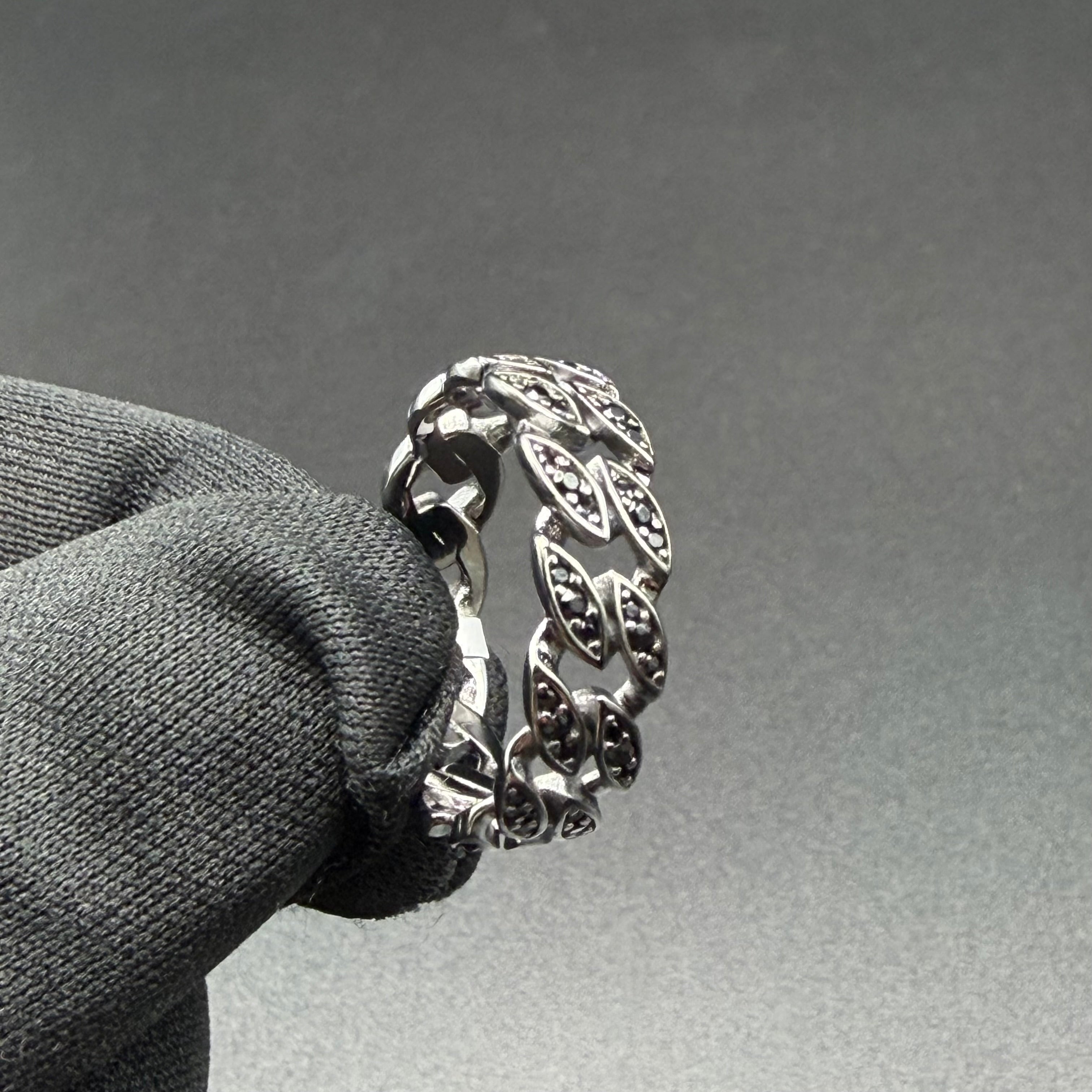 BLACK CURB RING - PREMIUM CZ - STERLING SILVER