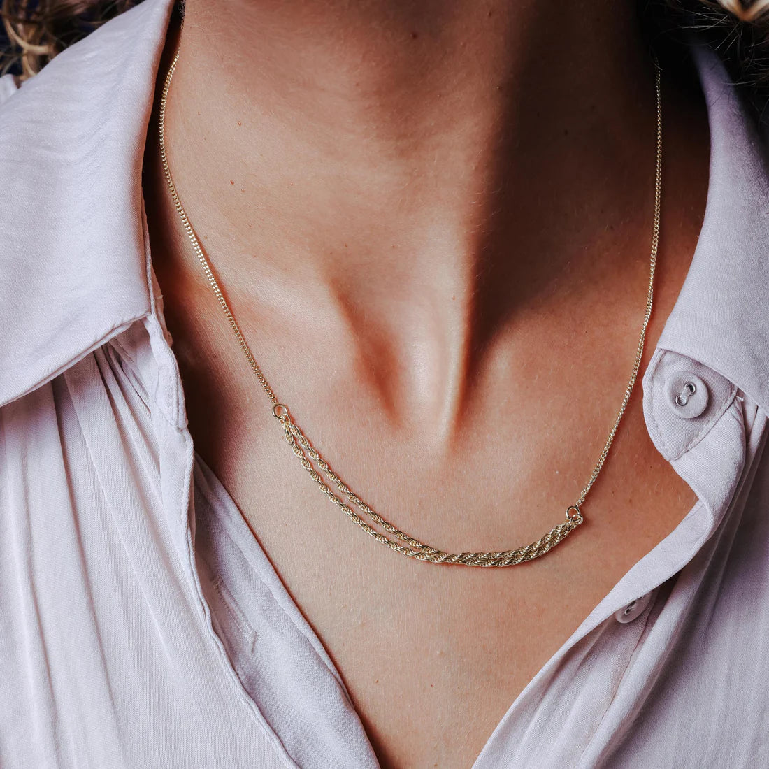 Curb Strand Rope Necklace – Gold over 925