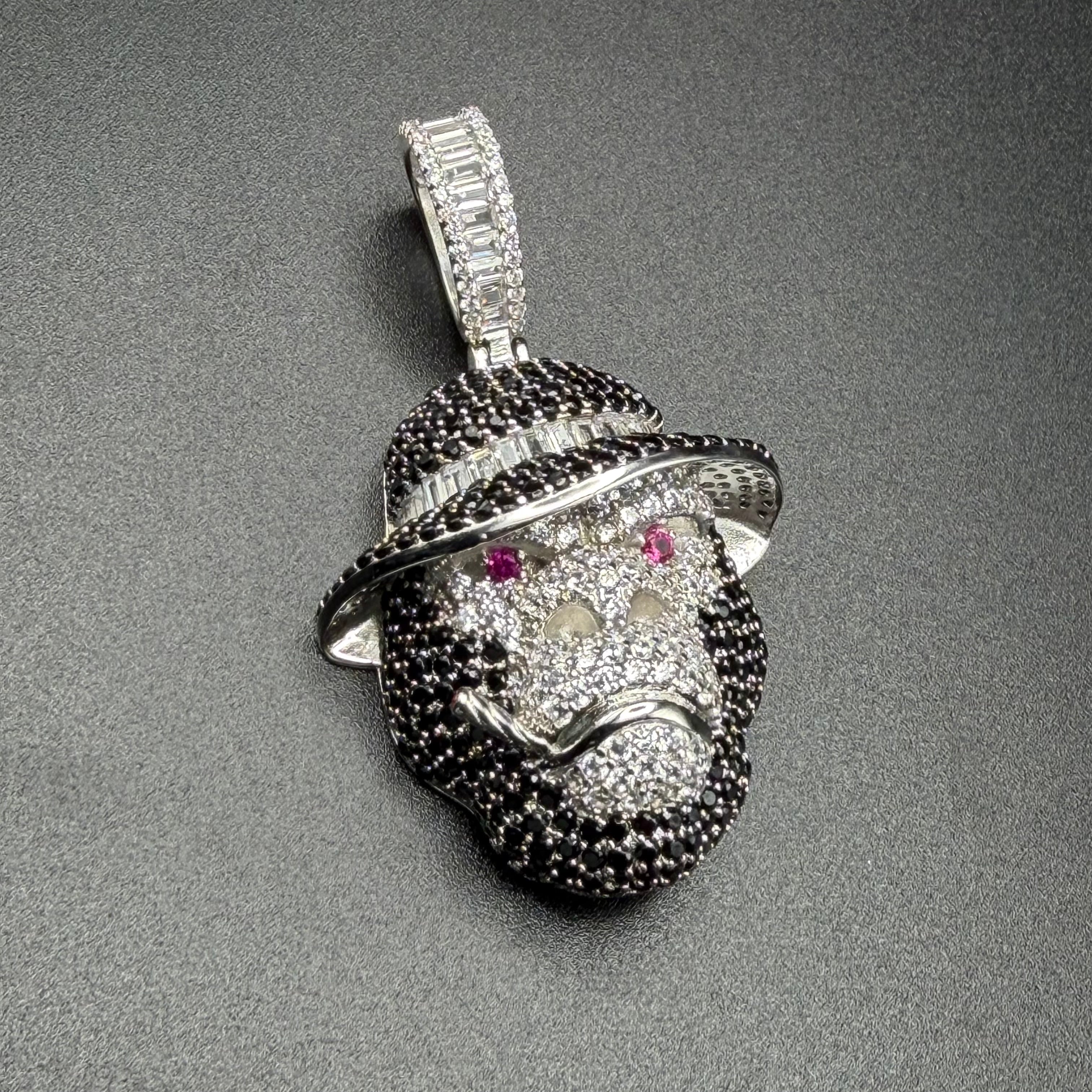 SMOKING APE MONKEY PENDANT - PREMIUM CZ - STERLING SILVER