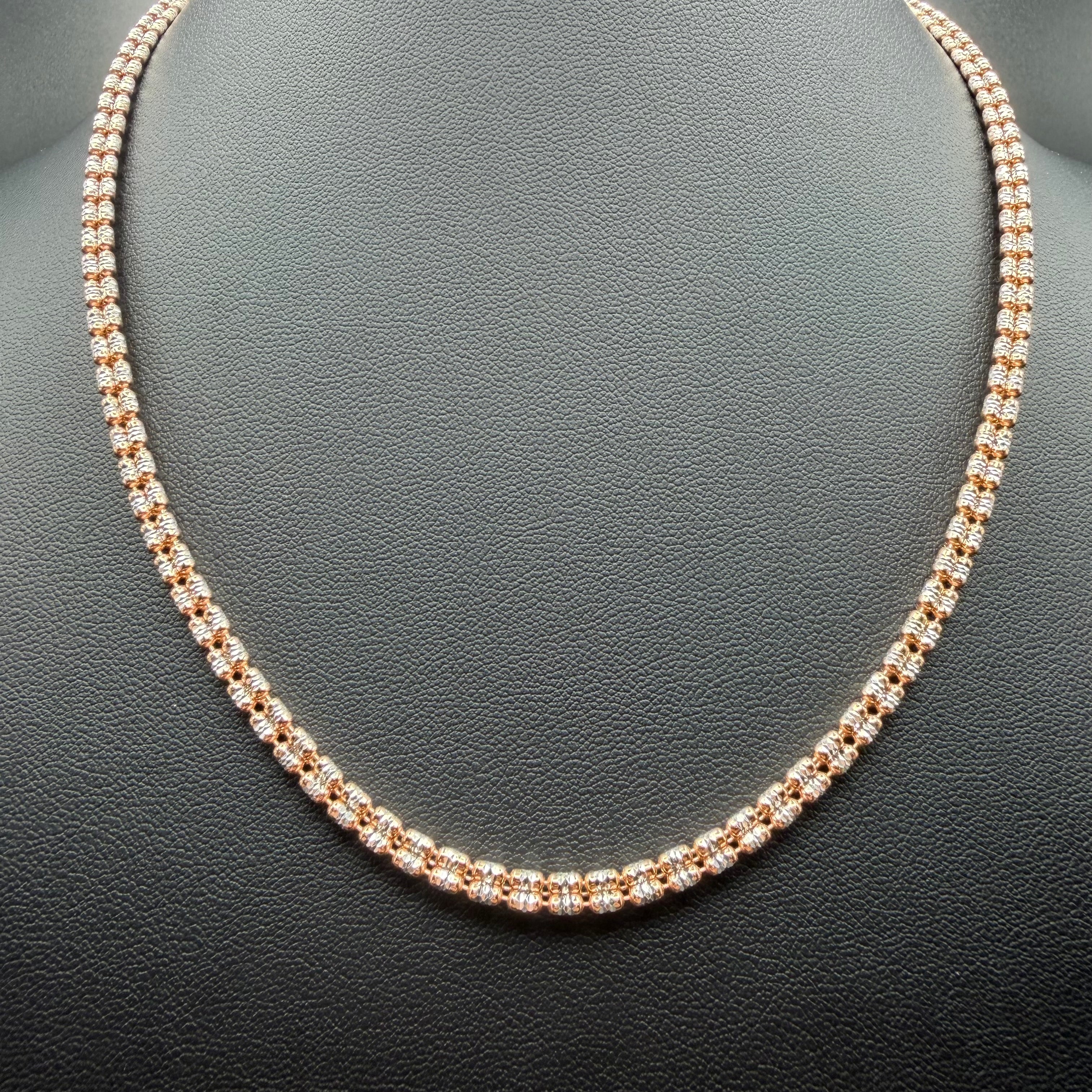3MM ICE BOX CHAIN 3 SIDED - ROSE GOLD OVER 925
