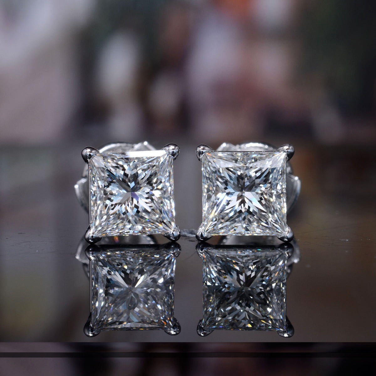 Princess Cut Stud Earrings