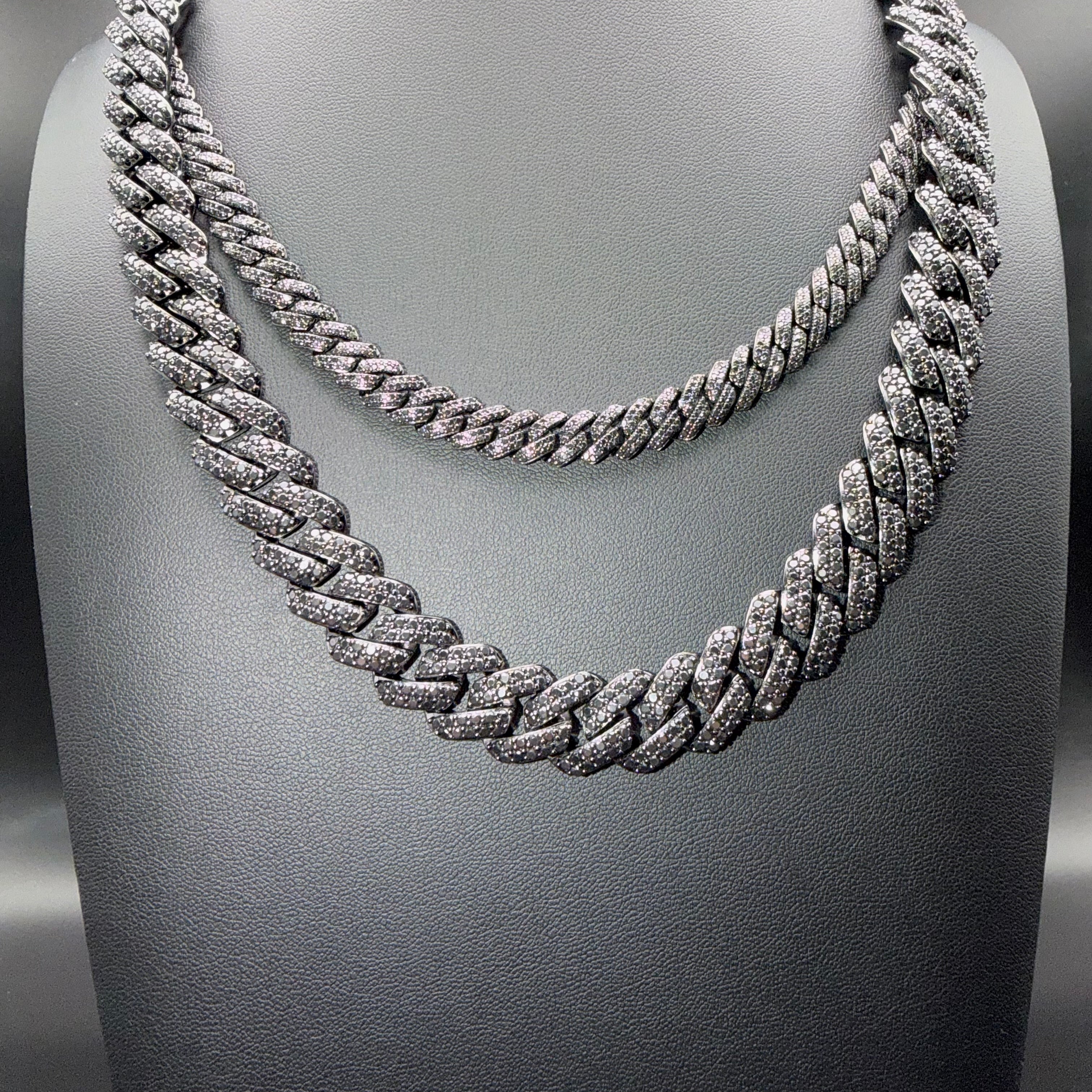 Prestige Black Moissanite Chain and Bracelet – Sterling Silver