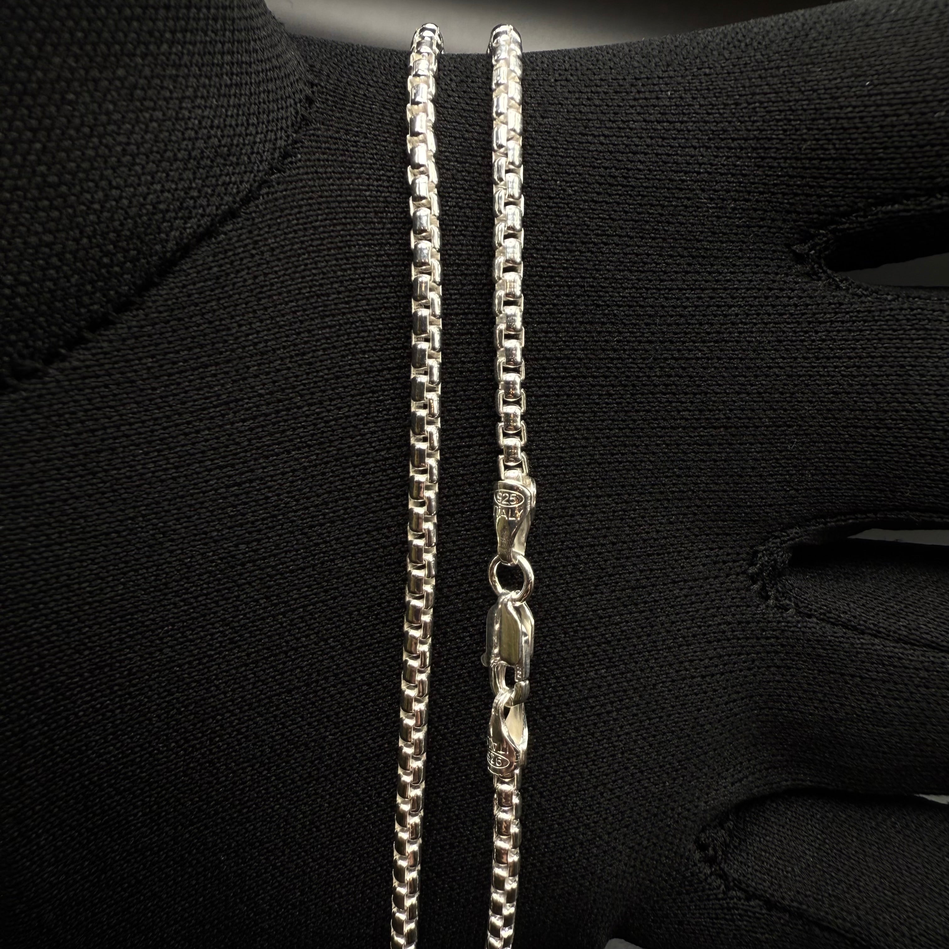 2.5MM Round Box Chain – Sterling Silver