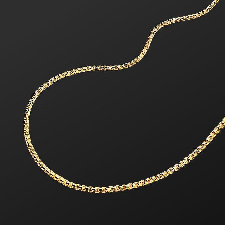 2.5MM Round Box Chain – 14K Gold Over 925
