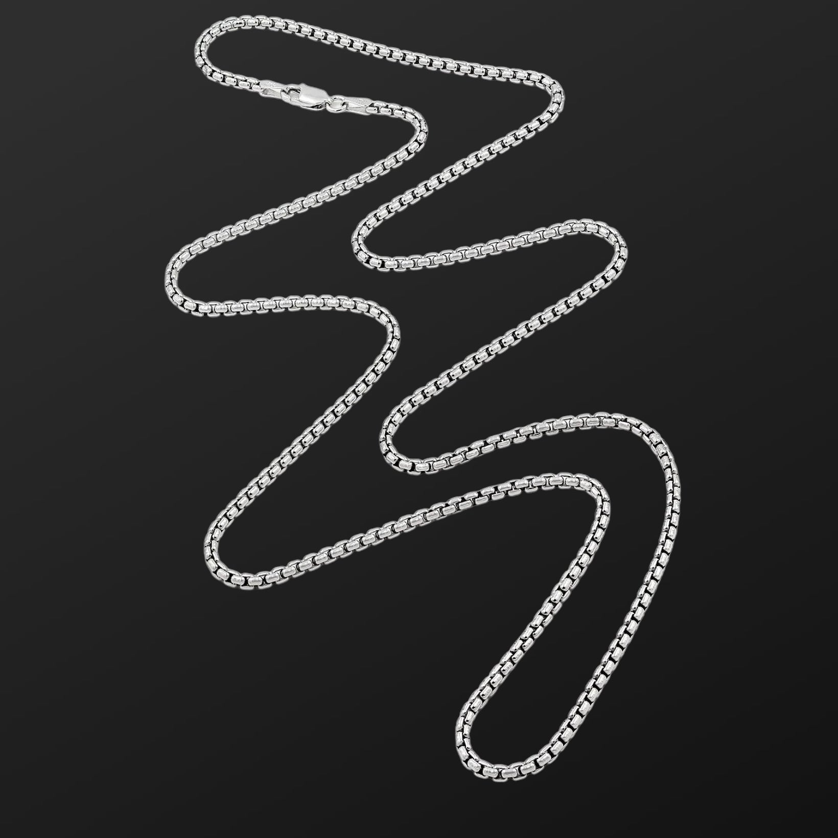 2.5MM Round Box Chain – Sterling Silver
