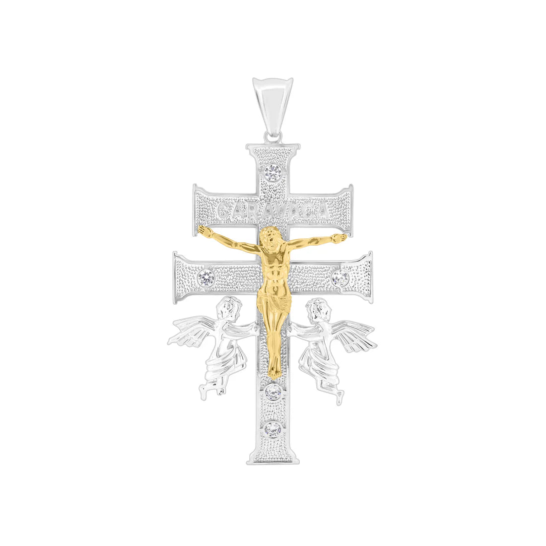 CARAVACA CROSS TWO TONE - PREMIUM CZ - STERLING SILVER