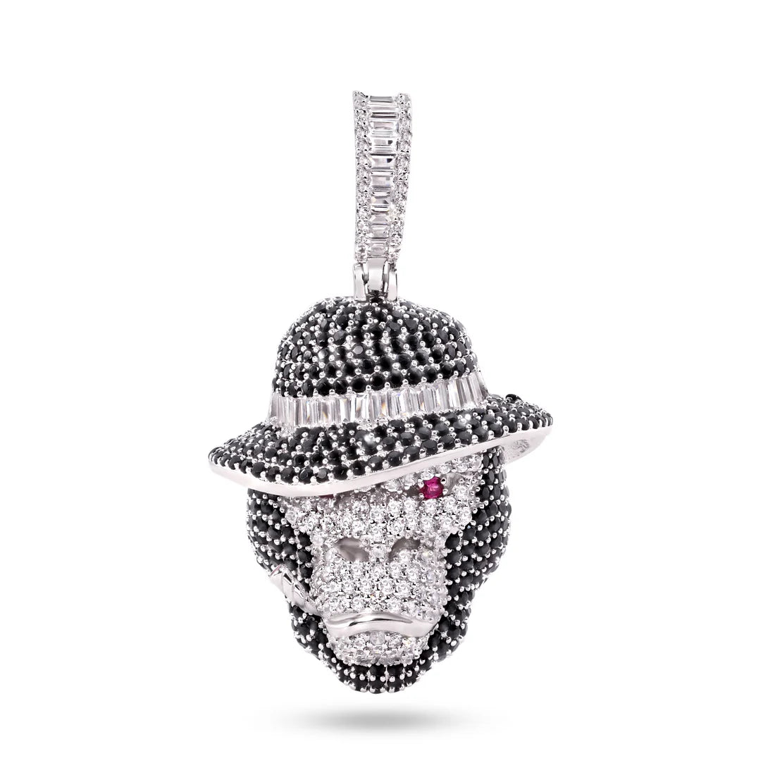 SMOKING APE MONKEY PENDANT - PREMIUM CZ - STERLING SILVER