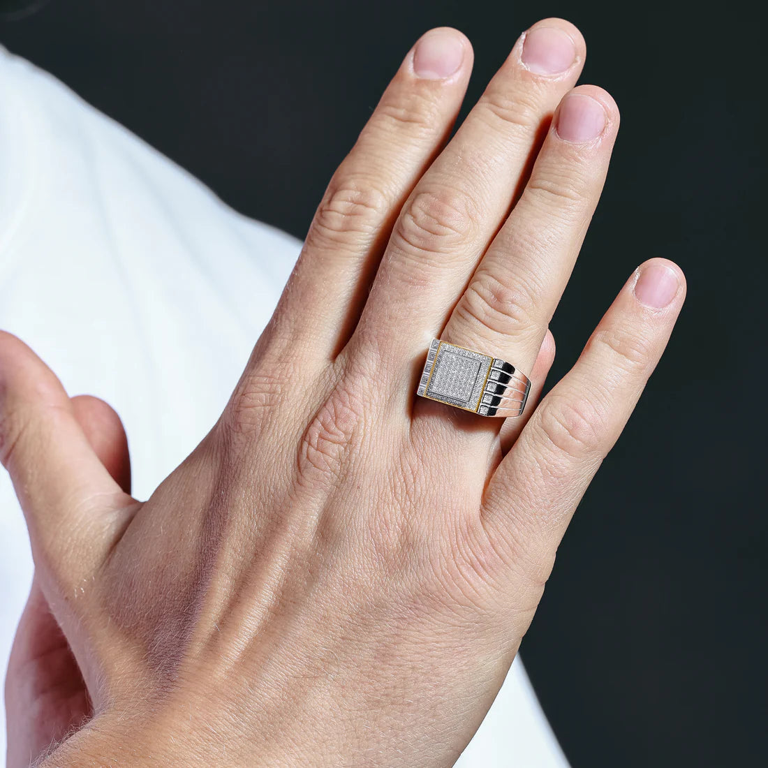 AUTHORITY RING TWO TONE - PREMIUM CZ - STERLING SILVER