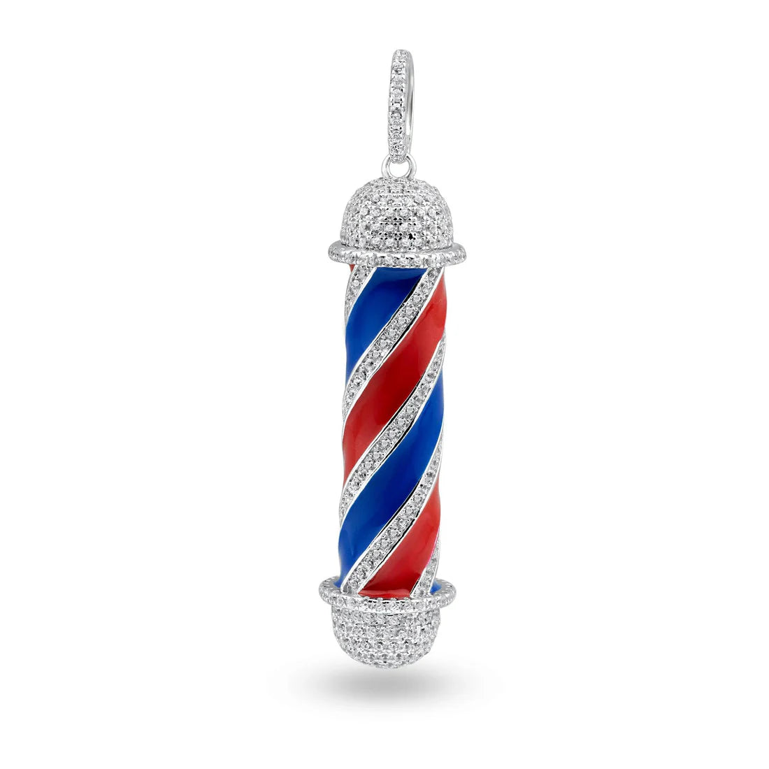 BARBER POLE PENDANT - PREMIUM CZ - STERLING SILVER