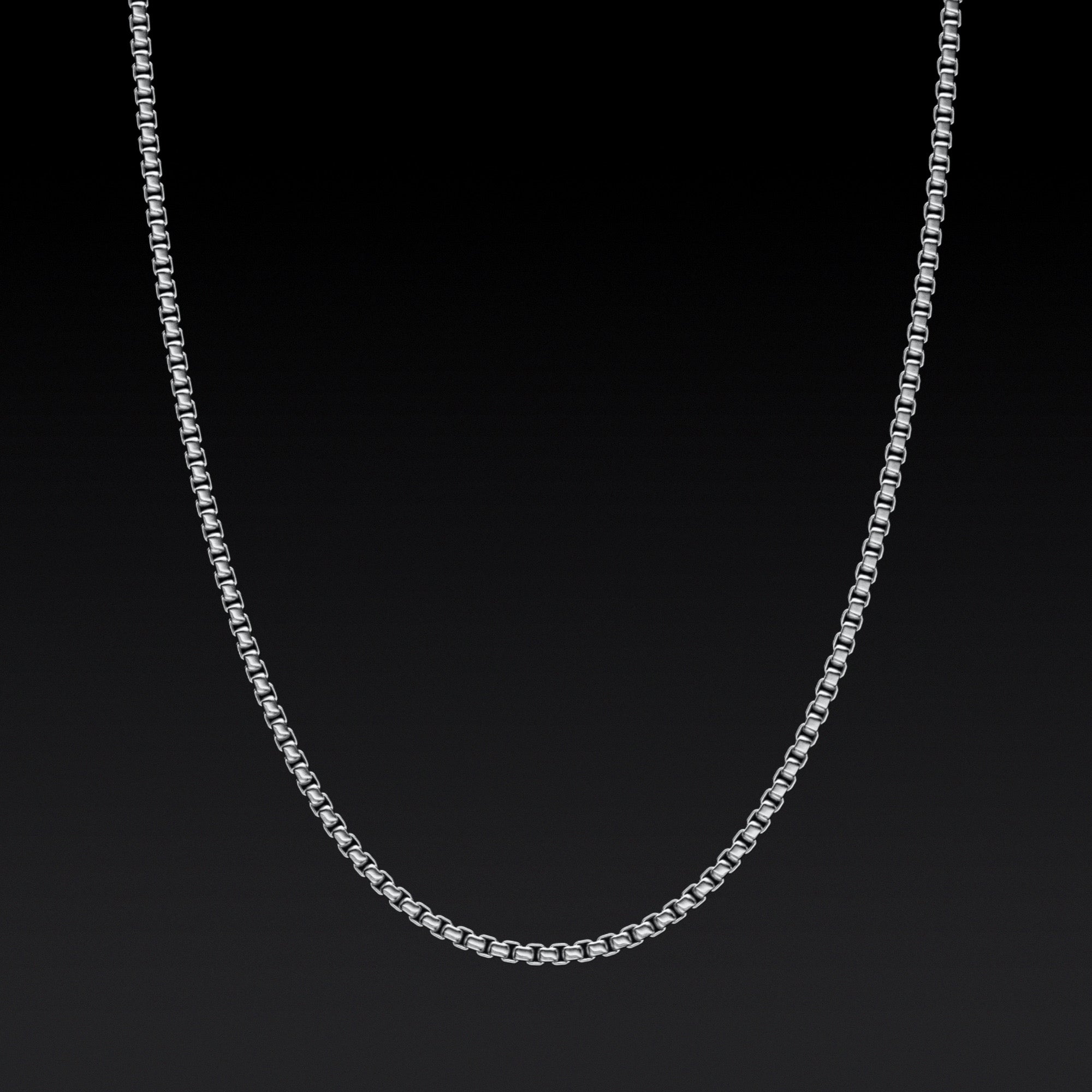 2.5MM Round Box Chain – Sterling Silver