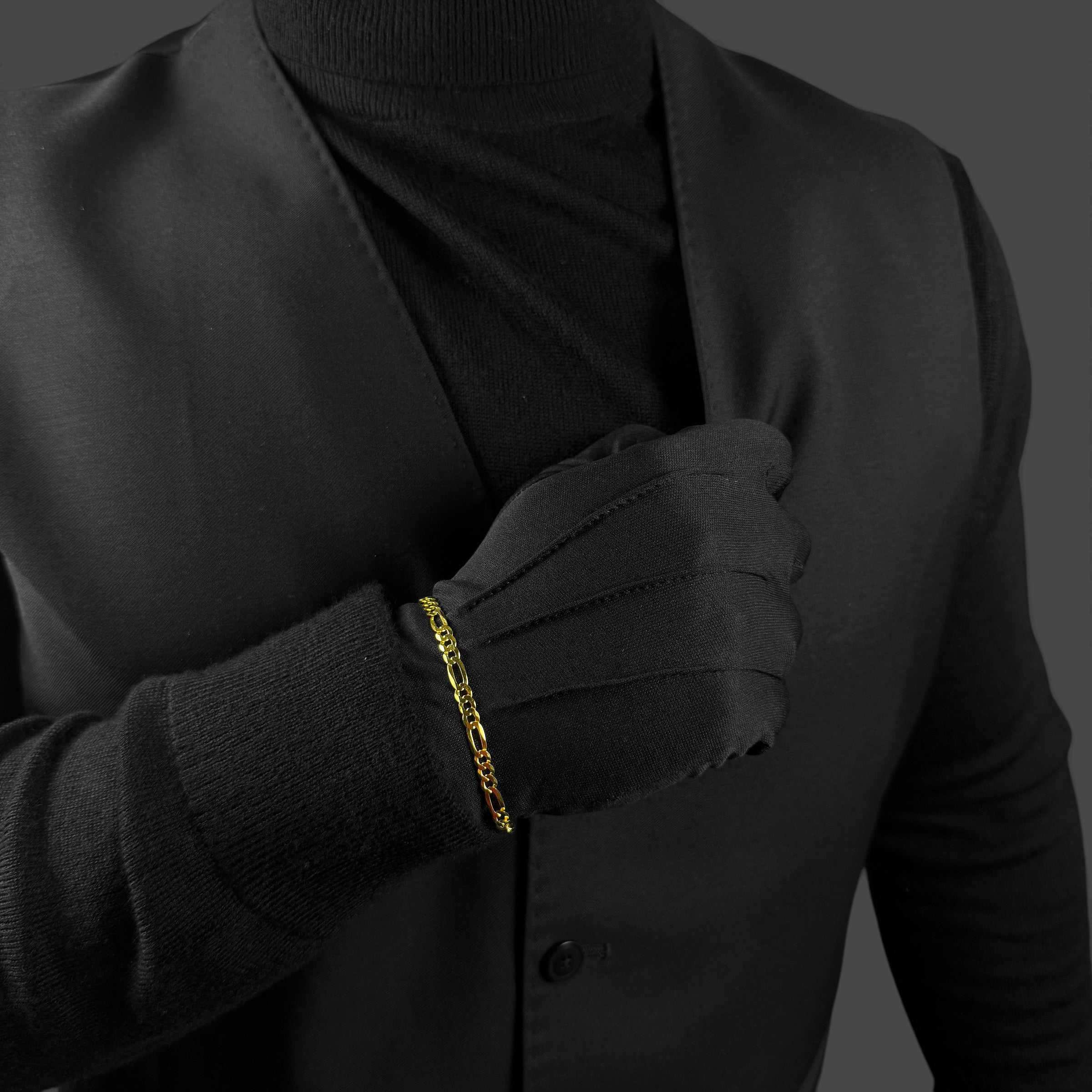 5MM Figaro Bracelet – 14K Gold Over 925