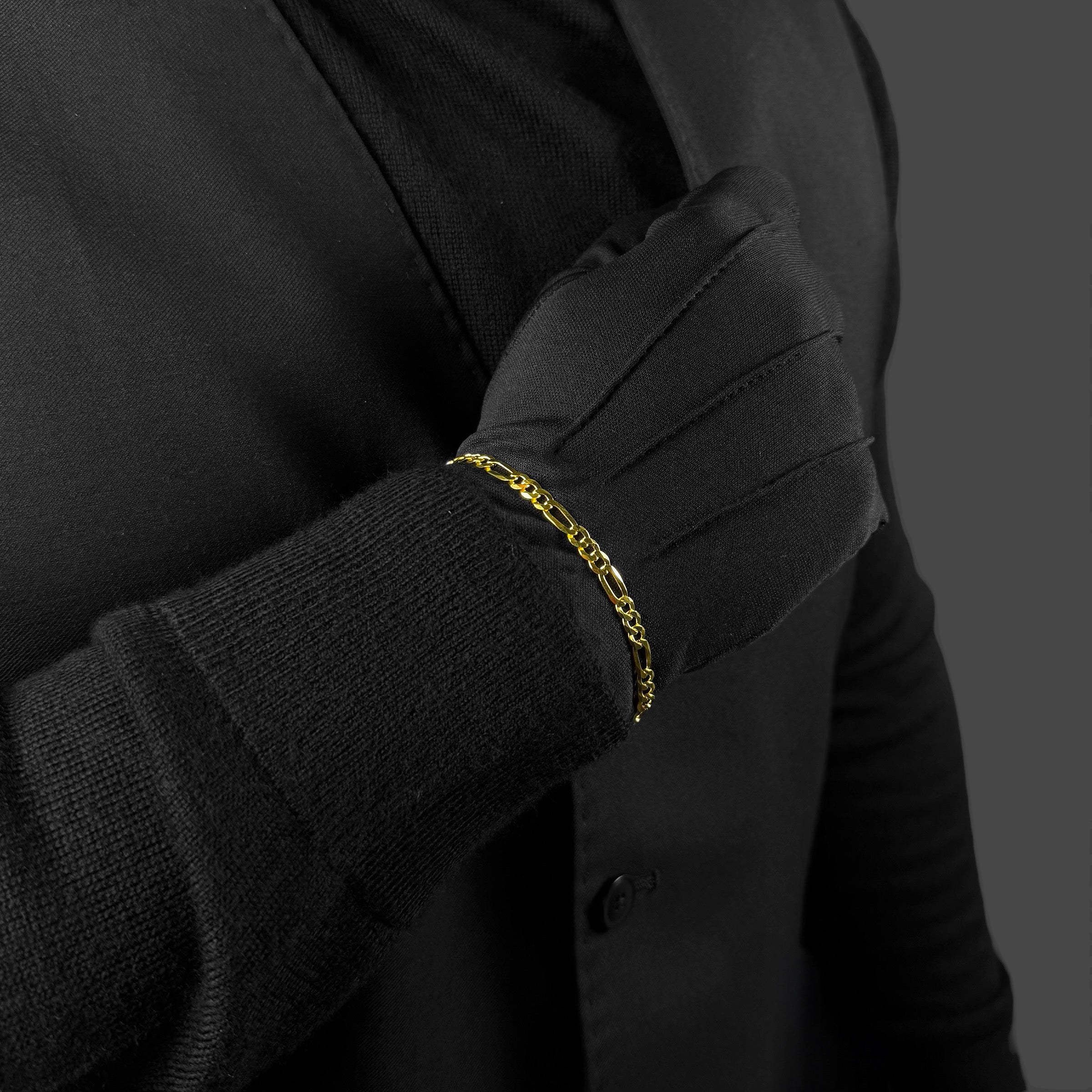 5MM Figaro Bracelet – 14K Gold Over 925