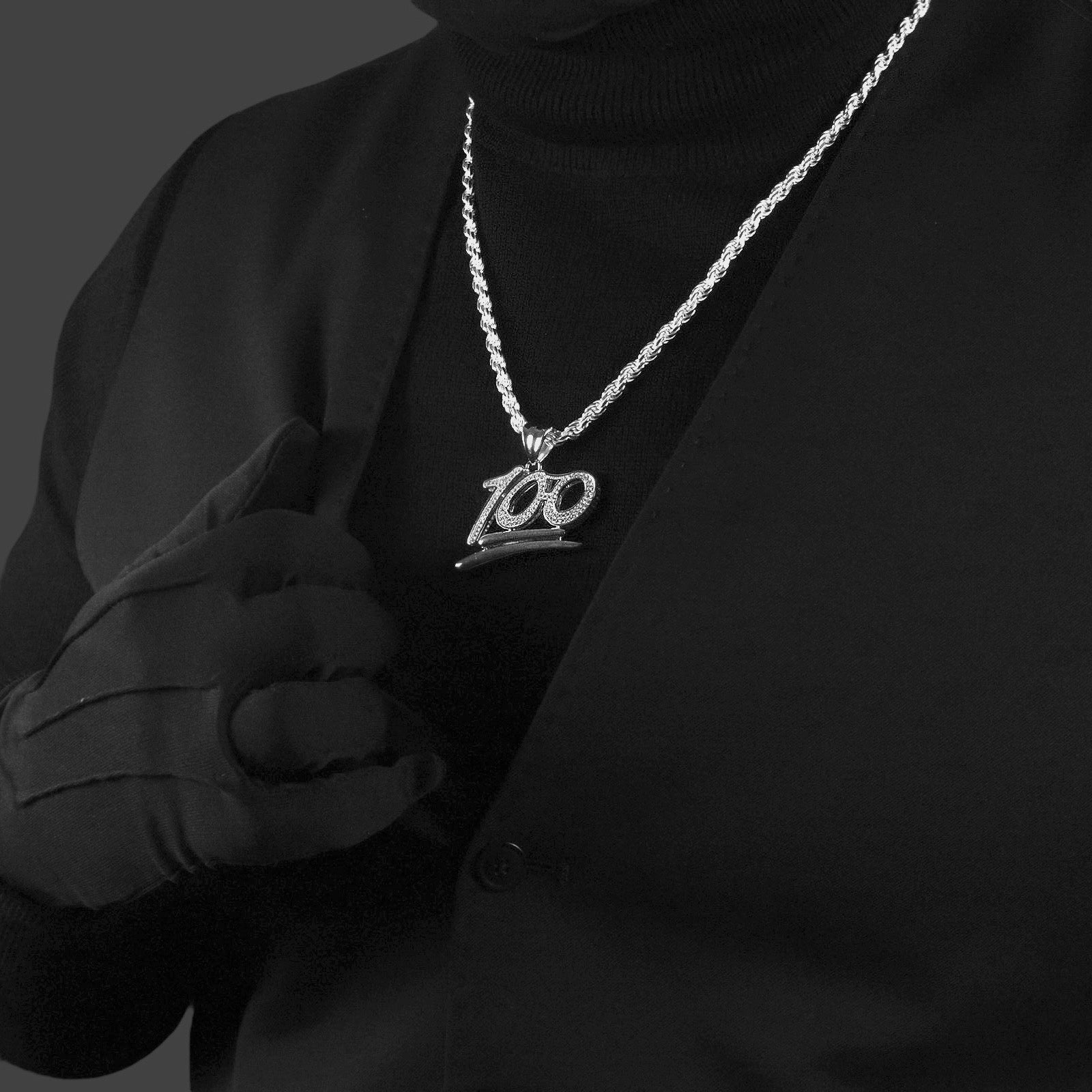 One Hundred Pendant – Premium CZ – Sterling Silver