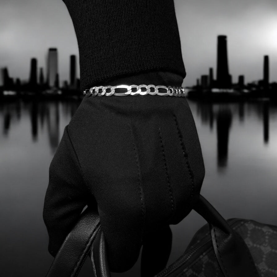 6.8MM Figaro Bracelet – Sterling Silver