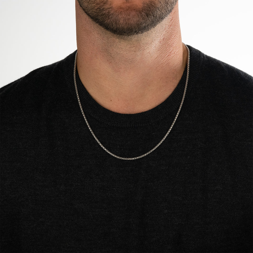 2.5MM Round Box Chain – Sterling Silver