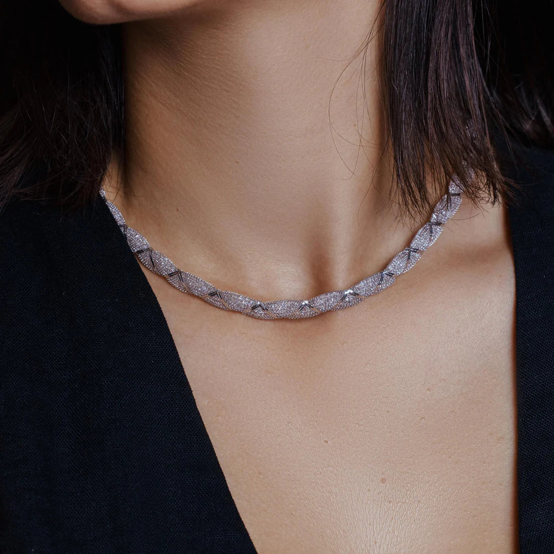 Prestige Mesh Wrap Necklace – Sterling Silver