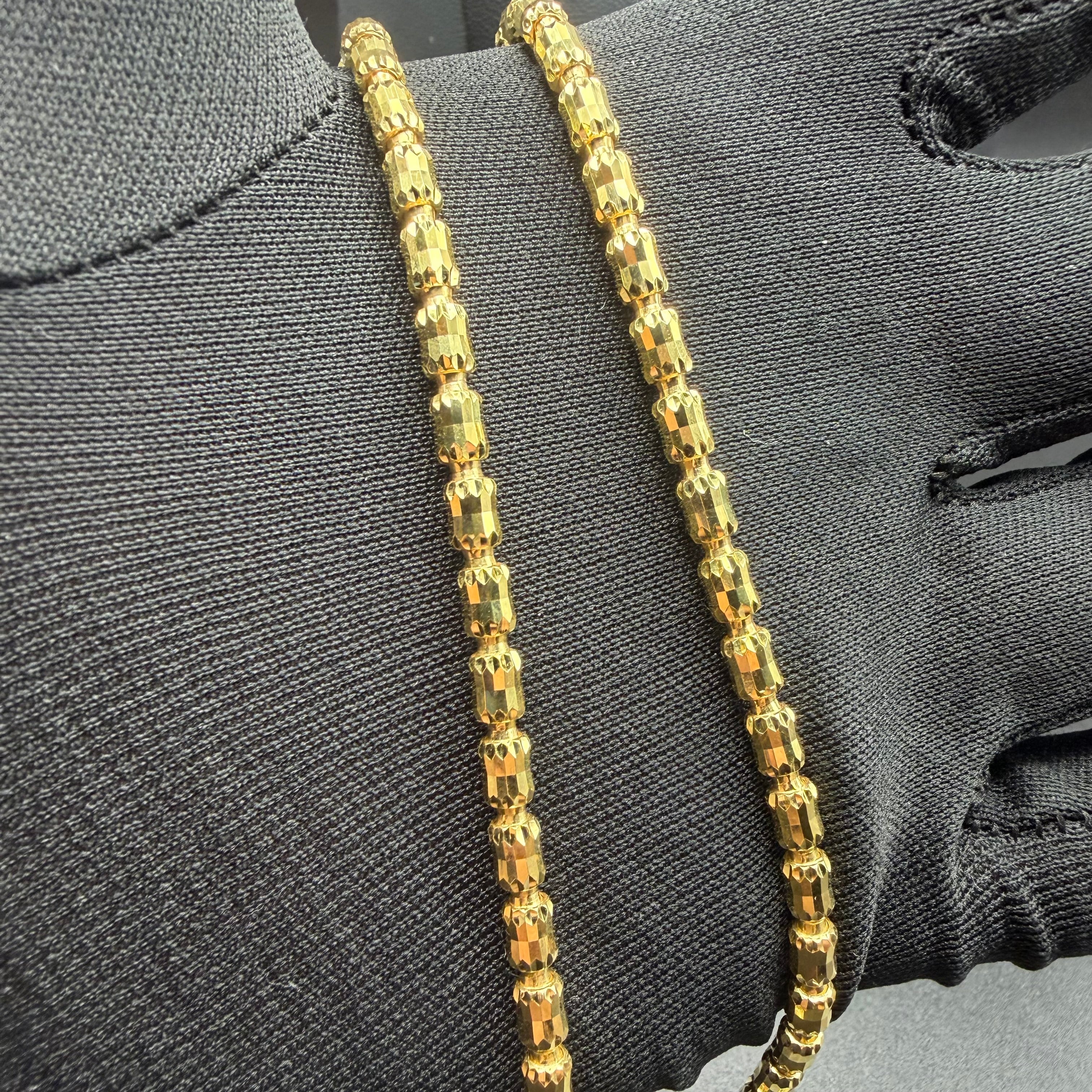 4MM BARREL CRYSTAL CHAIN - GOLD OVER 925