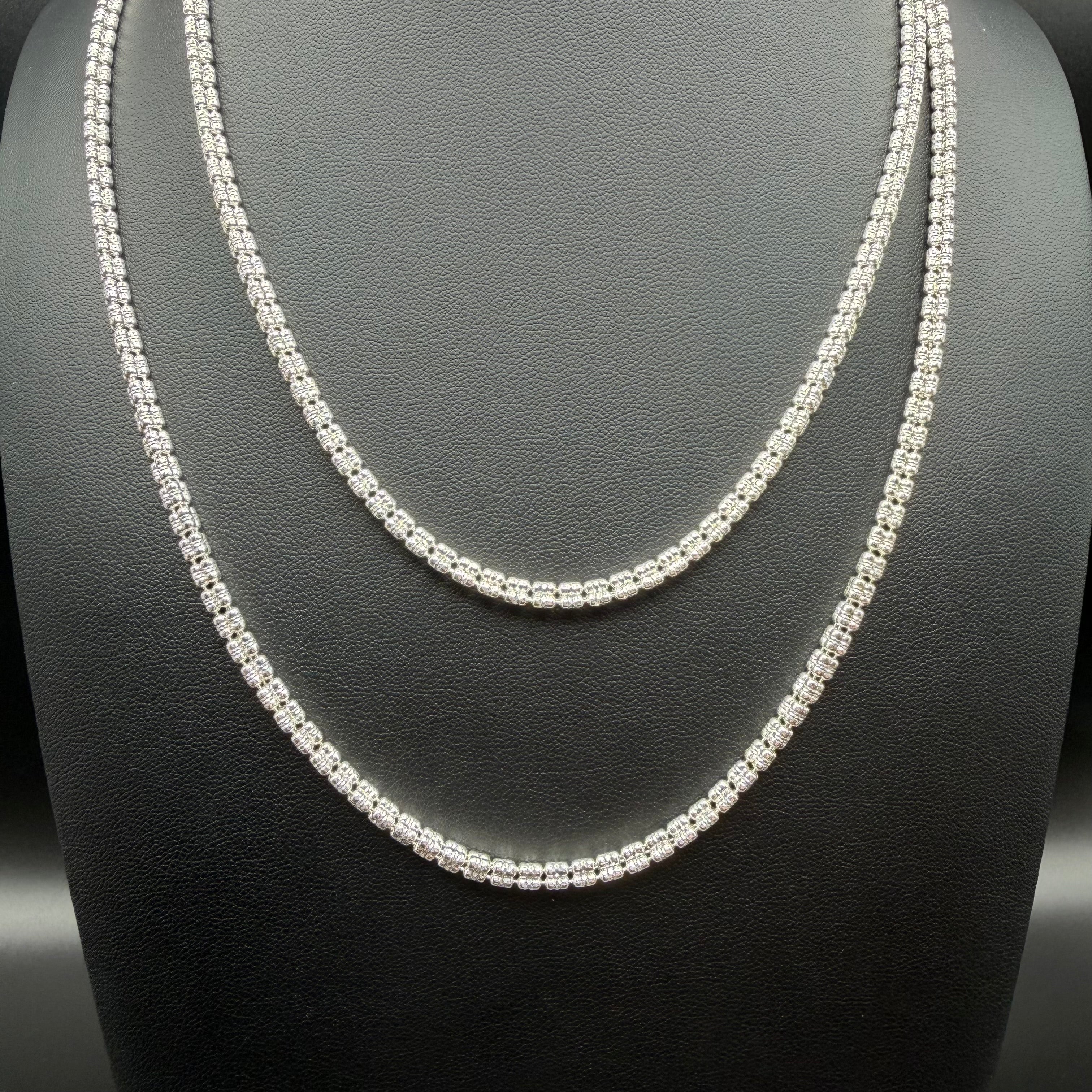 4MM ICE BOX CHAIN 3 SIDED - STERLING SILVER