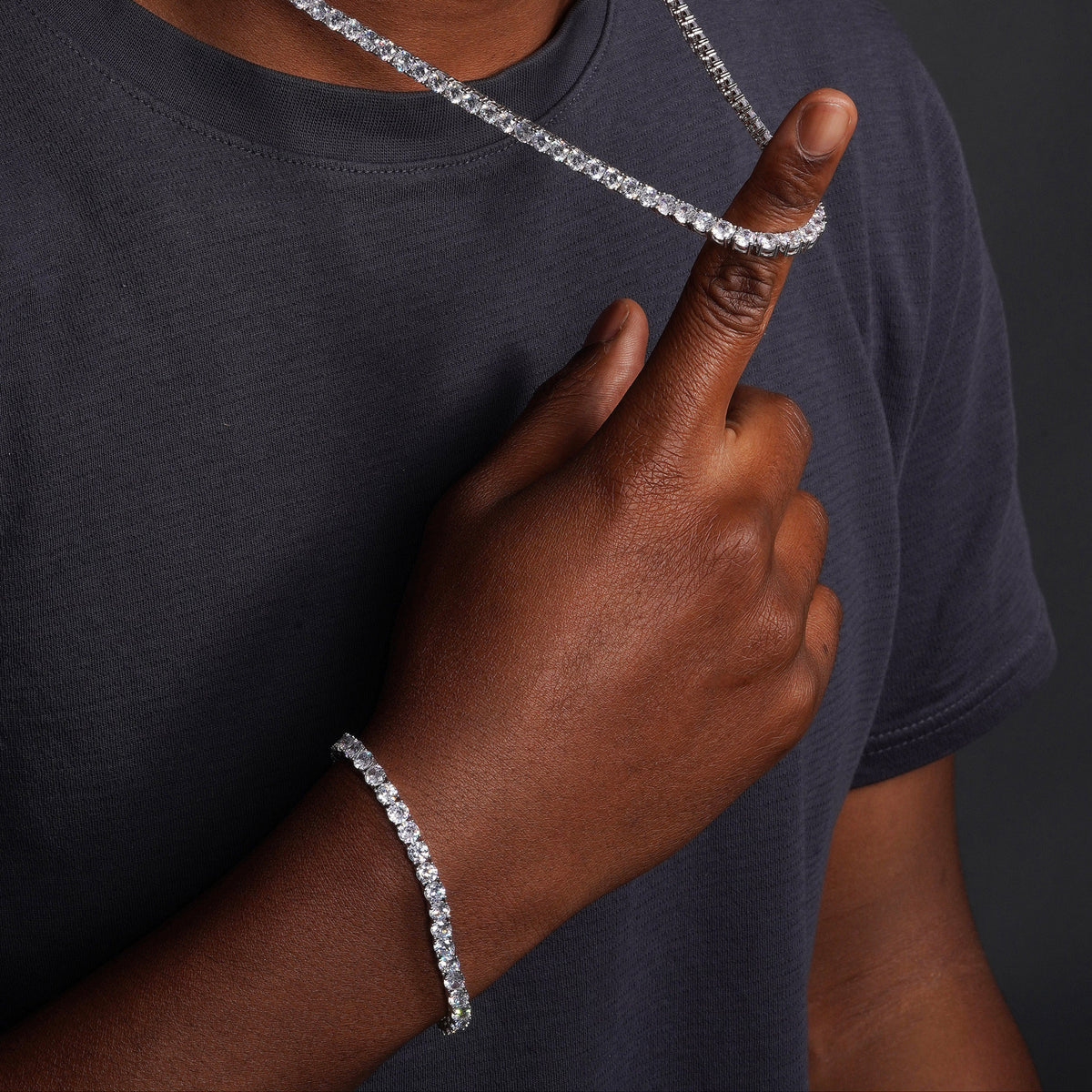 5MM Round CZ Tennis Chain – Sterling Silver