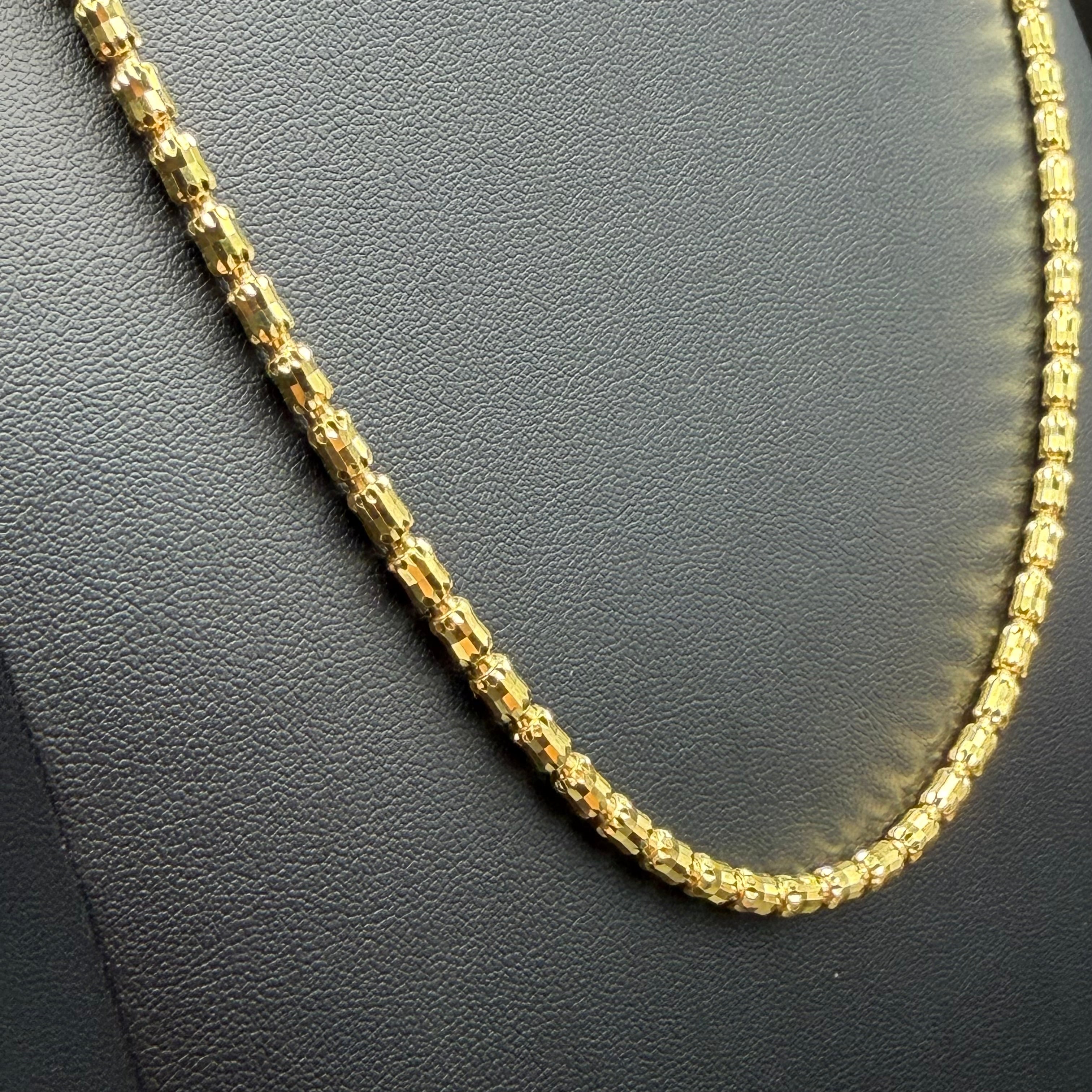 4MM BARREL CRYSTAL CHAIN - GOLD OVER 925